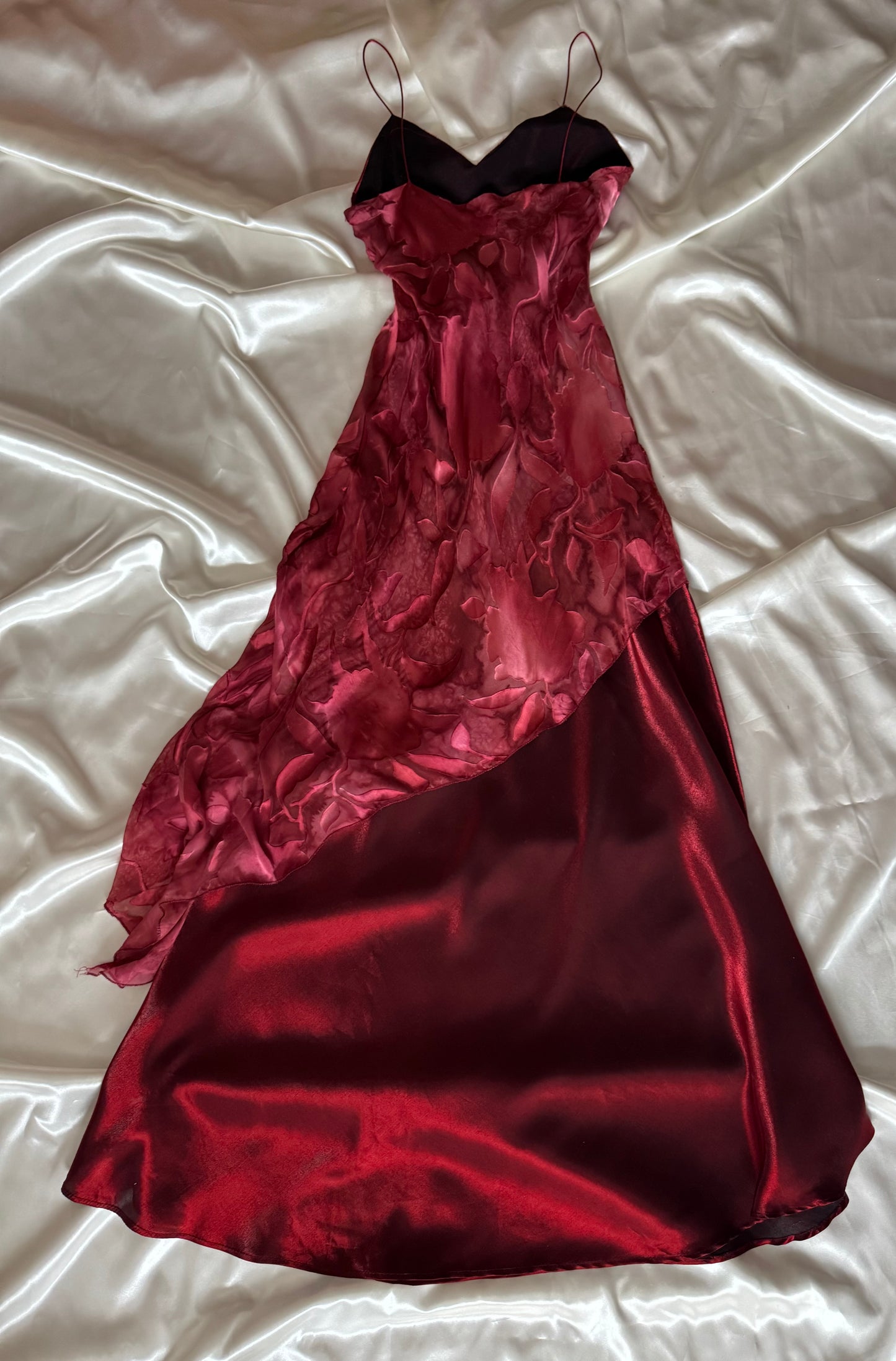 Dark Red Vampy Long Vintage Satin Gown