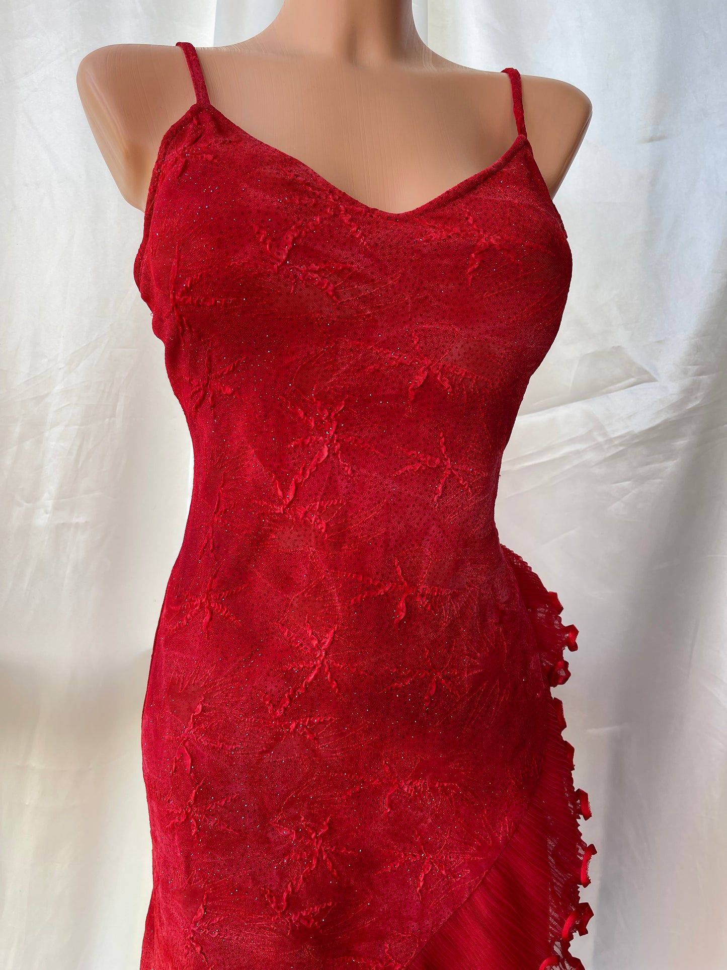Cute Red Frill Sparkly Vintage Dress
