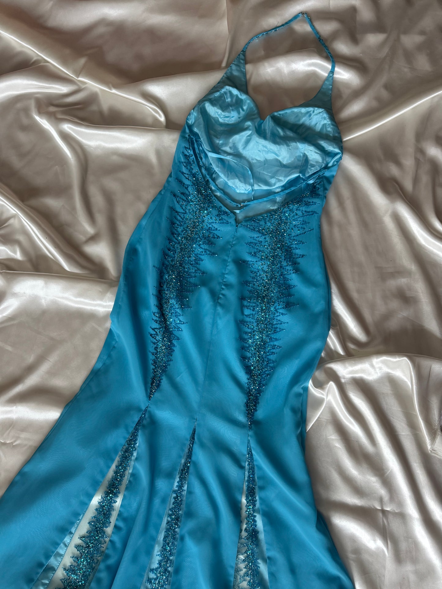 Absolutely Beautiful Light Blue Vintage Beaded Dress