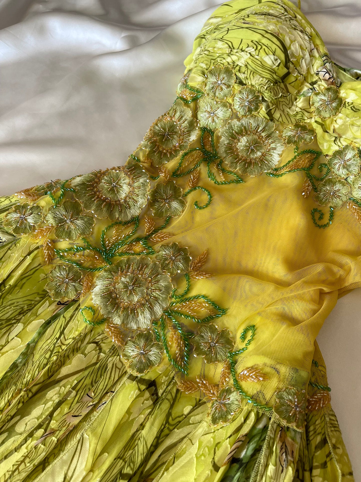 Spectacular Green Beaded Floral Dress