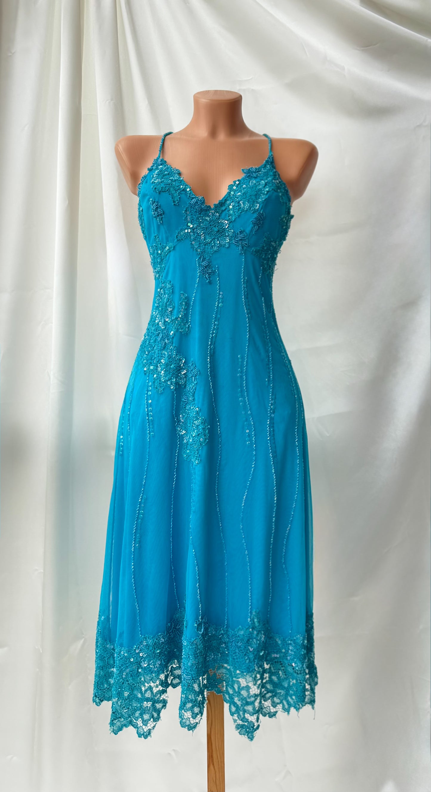 Spectacular Blue Vintage Beaded Dress
