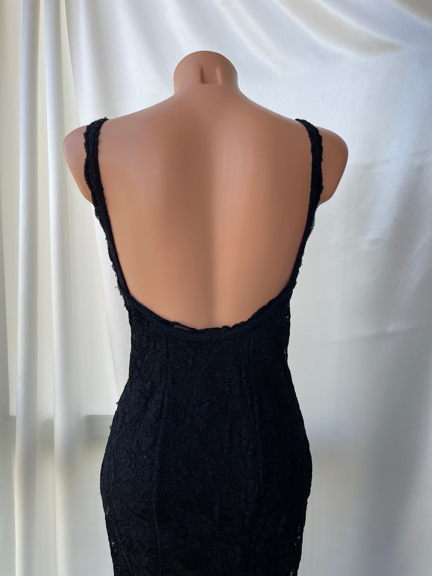 Black Vintage Gown with Lace Detailing