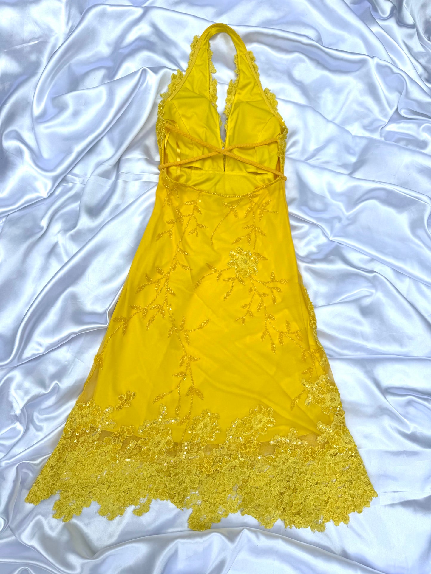 Yellow Beaded Lace Vintage Aftershock Summer Dress