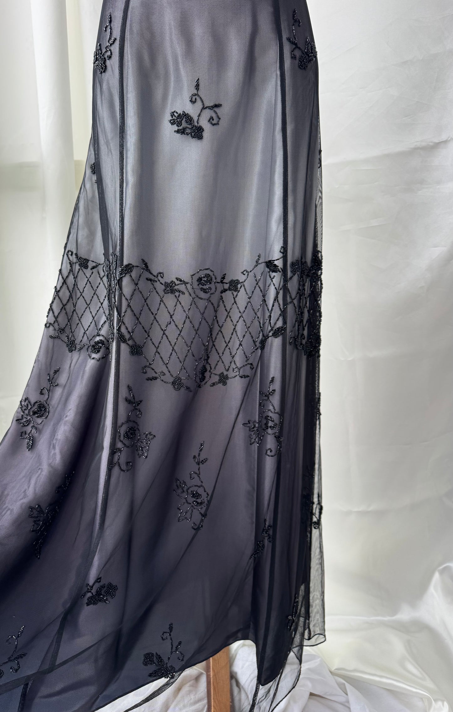 Gorgeous Gray Tulle Beaded Vintage Royal Gown