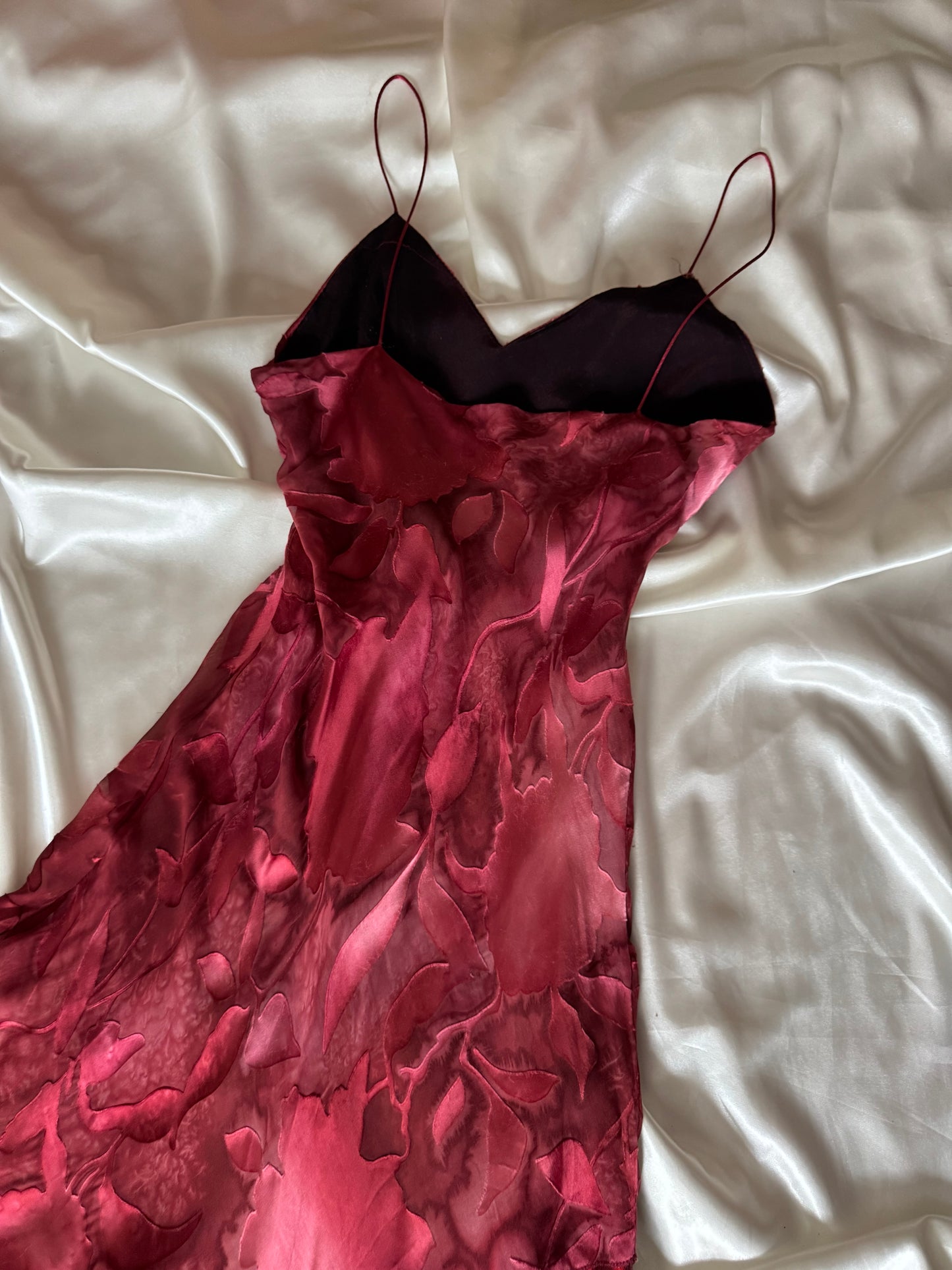Dark Red Vampy Long Vintage Satin Gown