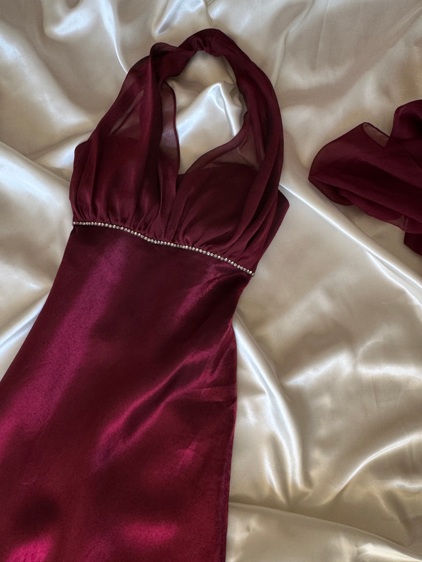 Elegant Red Satin Vintage Dress