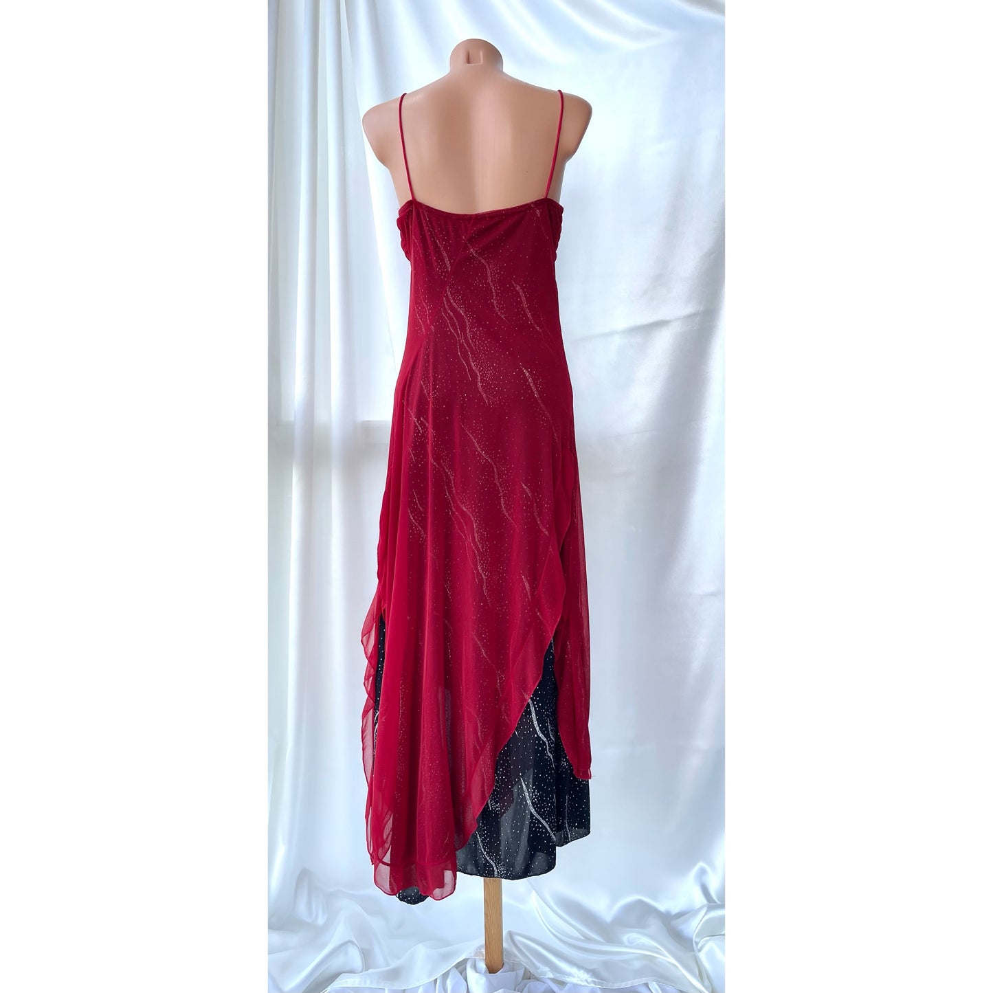 Spectacular Red & Black Sparkly Vintage Dress