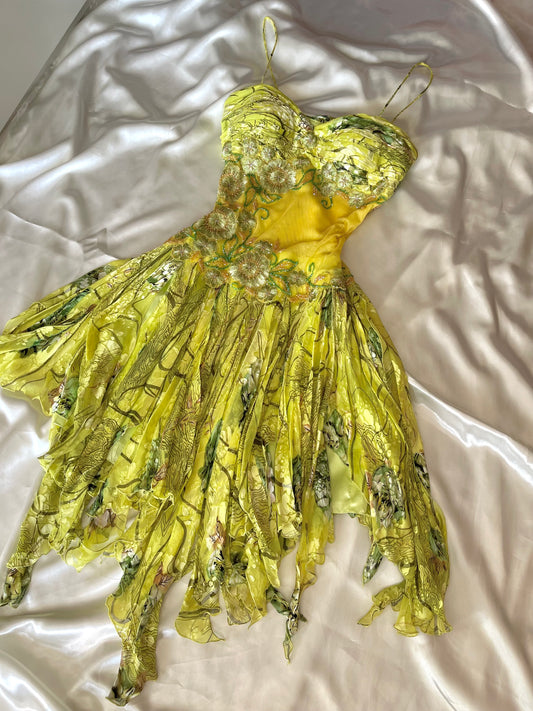 Spectacular Green Beaded Floral Dress