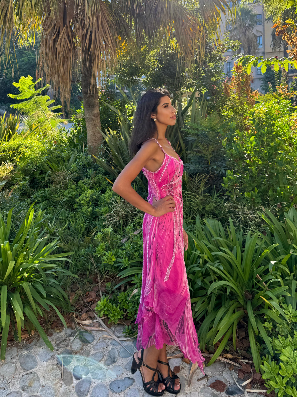 Gorgeous Pink Floral Vintage Dress