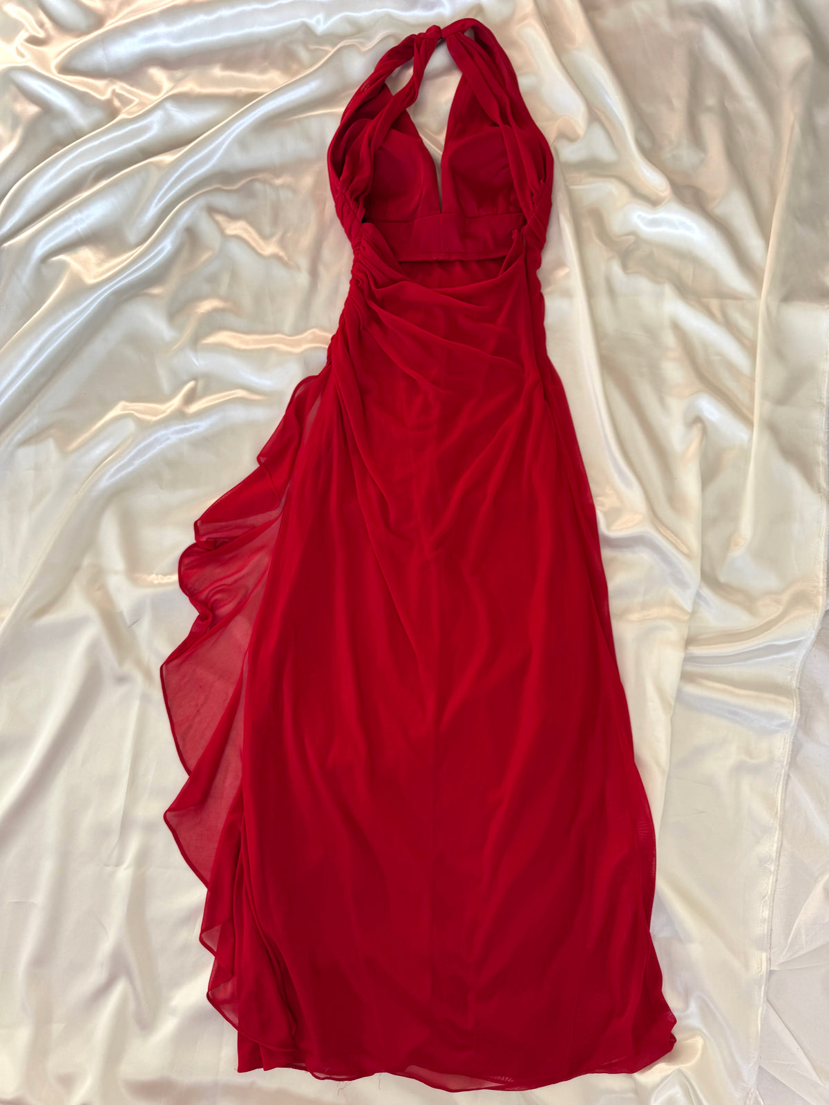 Red 00s Vintage Prom Dress
