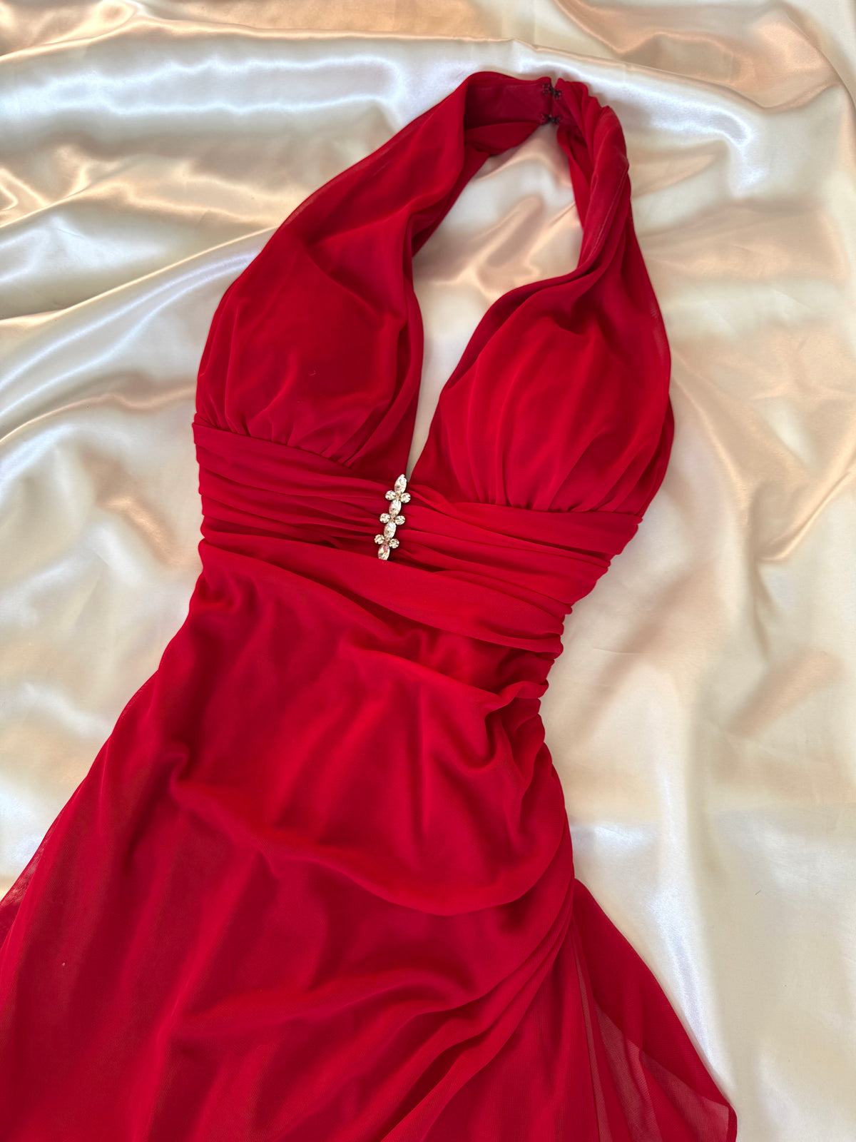 Red 00s Vintage Prom Dress