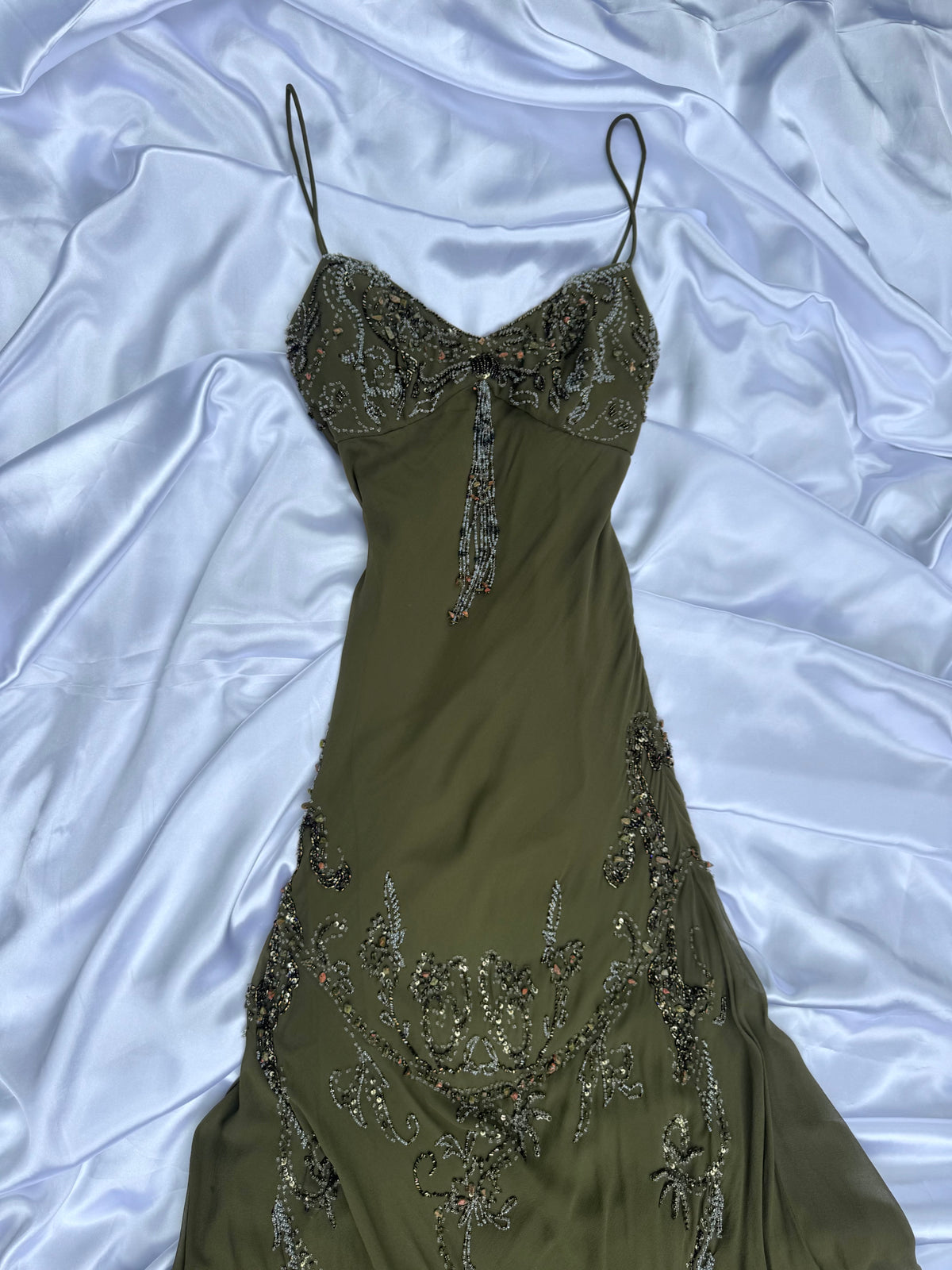 Spectacular Green Beaded Long dress