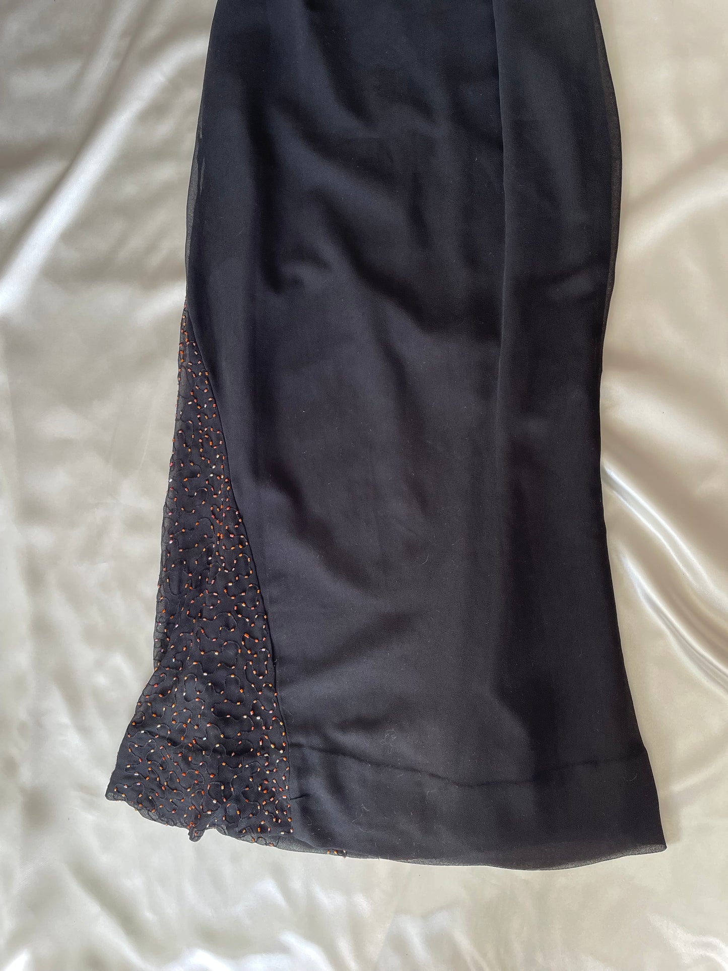 Black Beaded One Shoulder Vintage Gown