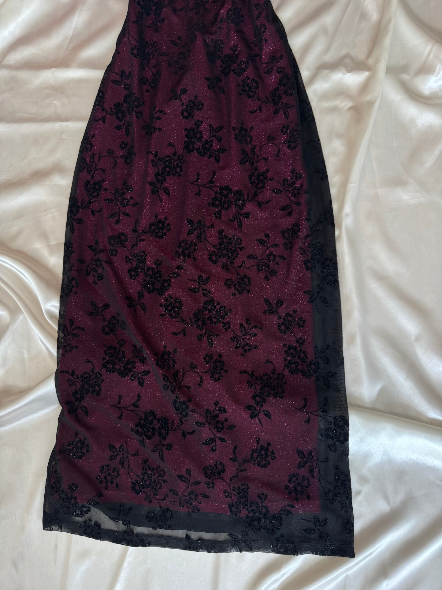 Black & Fuschia Floral Sparkly Gothic Vintage Dress