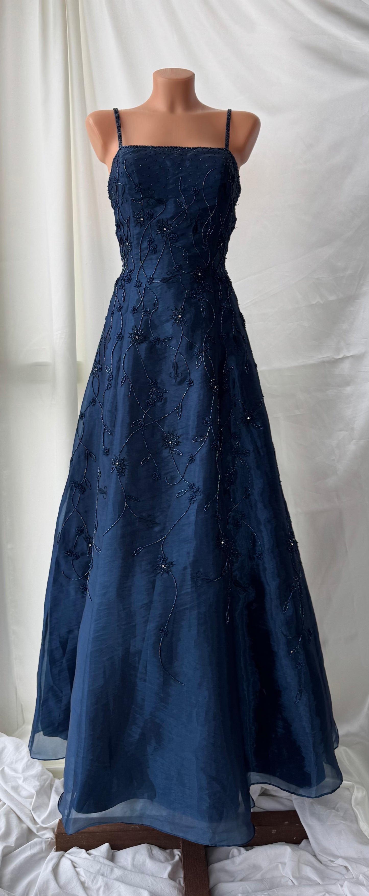 Gorgeous Blue Tulle Beaded Gothic Vintage Gown