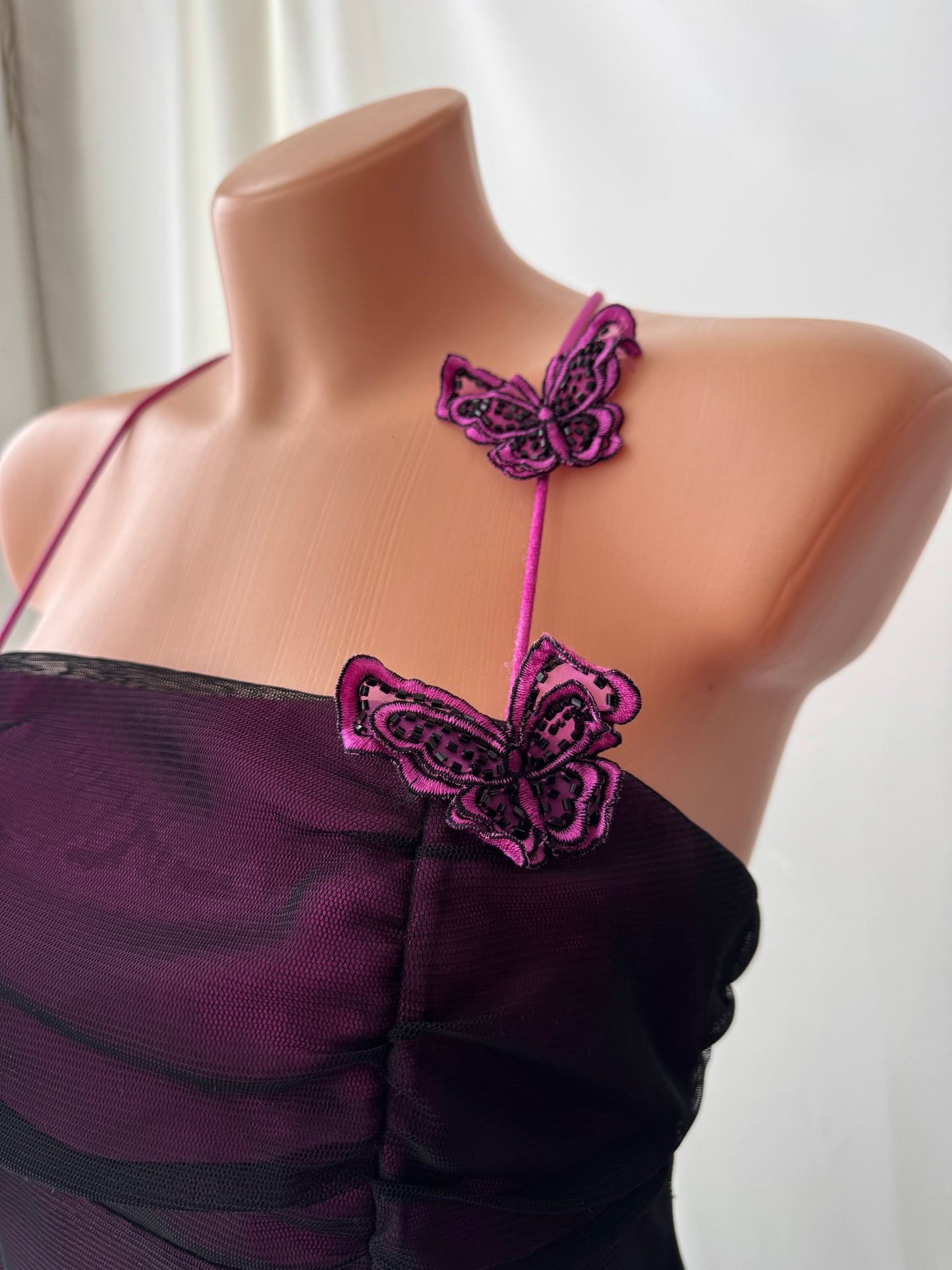 Gorgeous Purple Butterfly Vintage Royal Gown