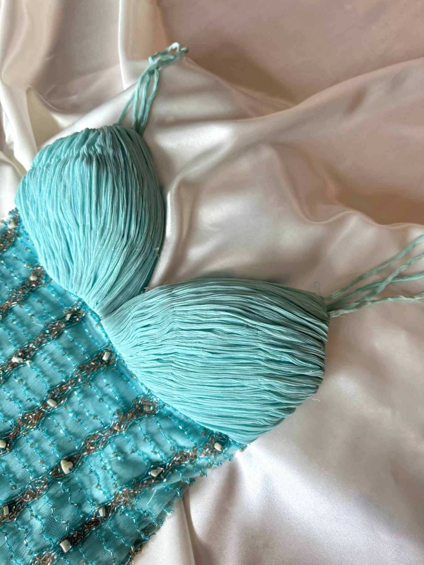 Absolutely Beautiful Light Blue Vintage Beaded Dress