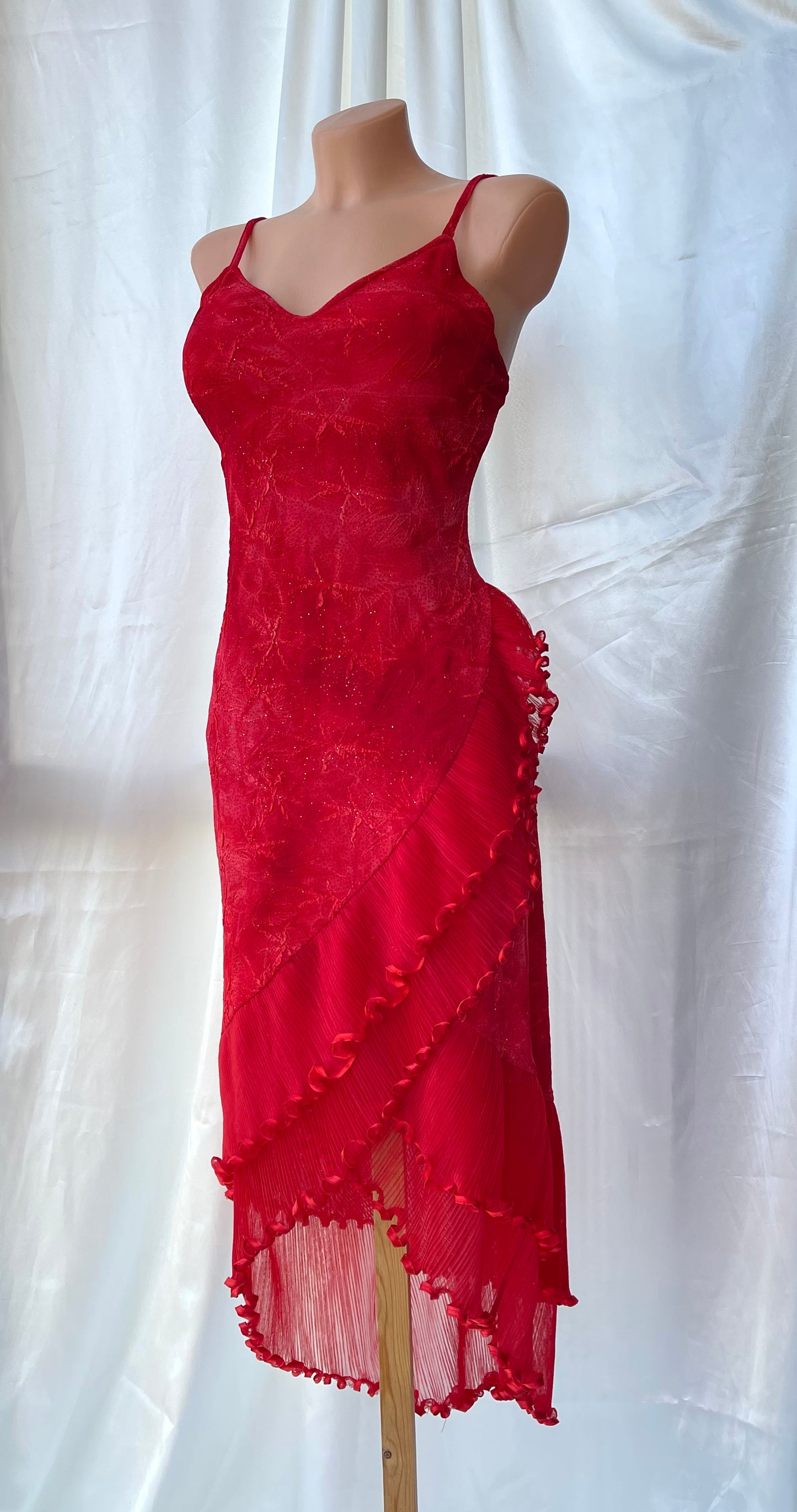 Cute Red Frill Sparkly Vintage Dress