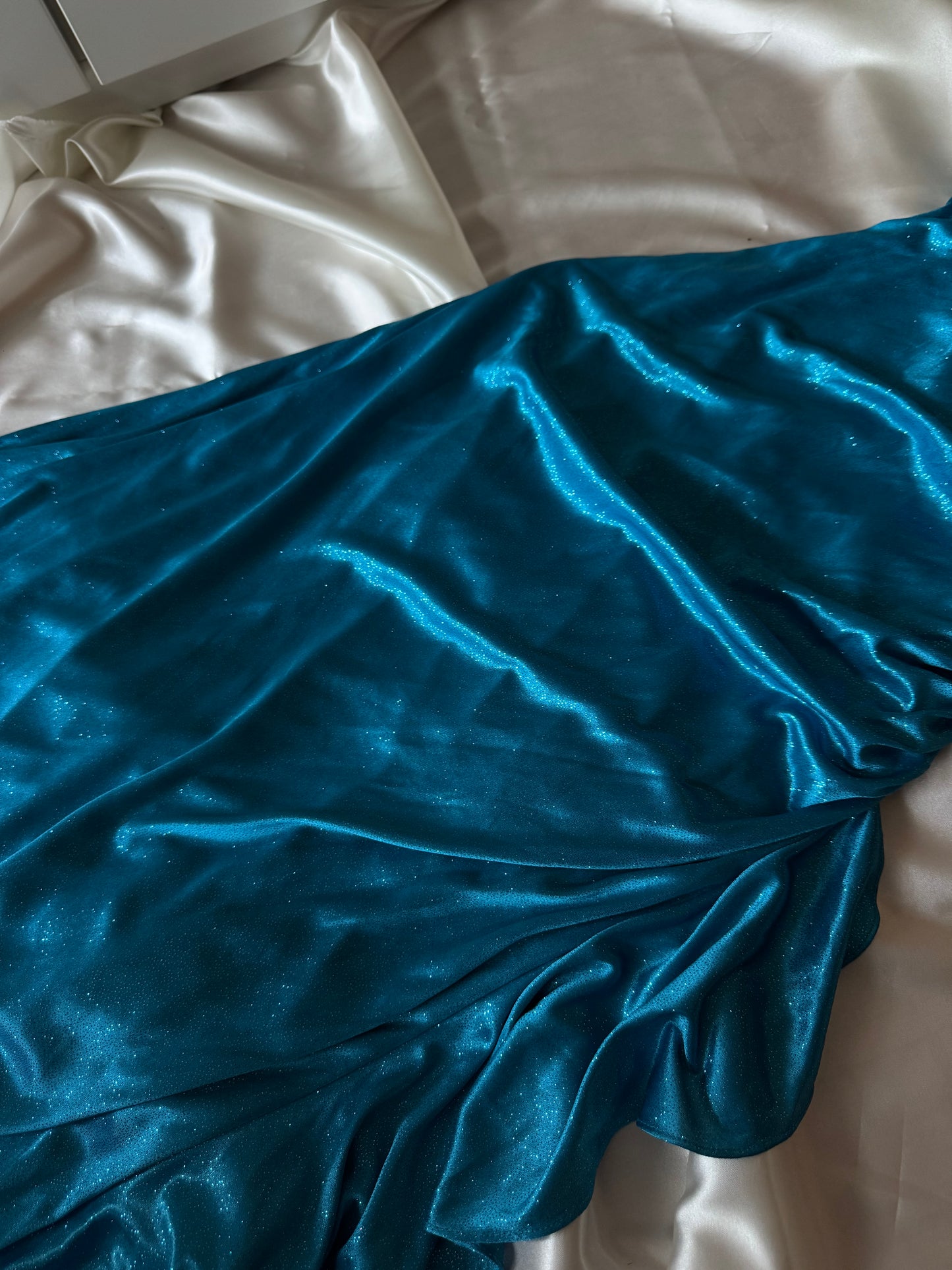 Sparkly Turquoise Blue Halter Neck Vintage Dress