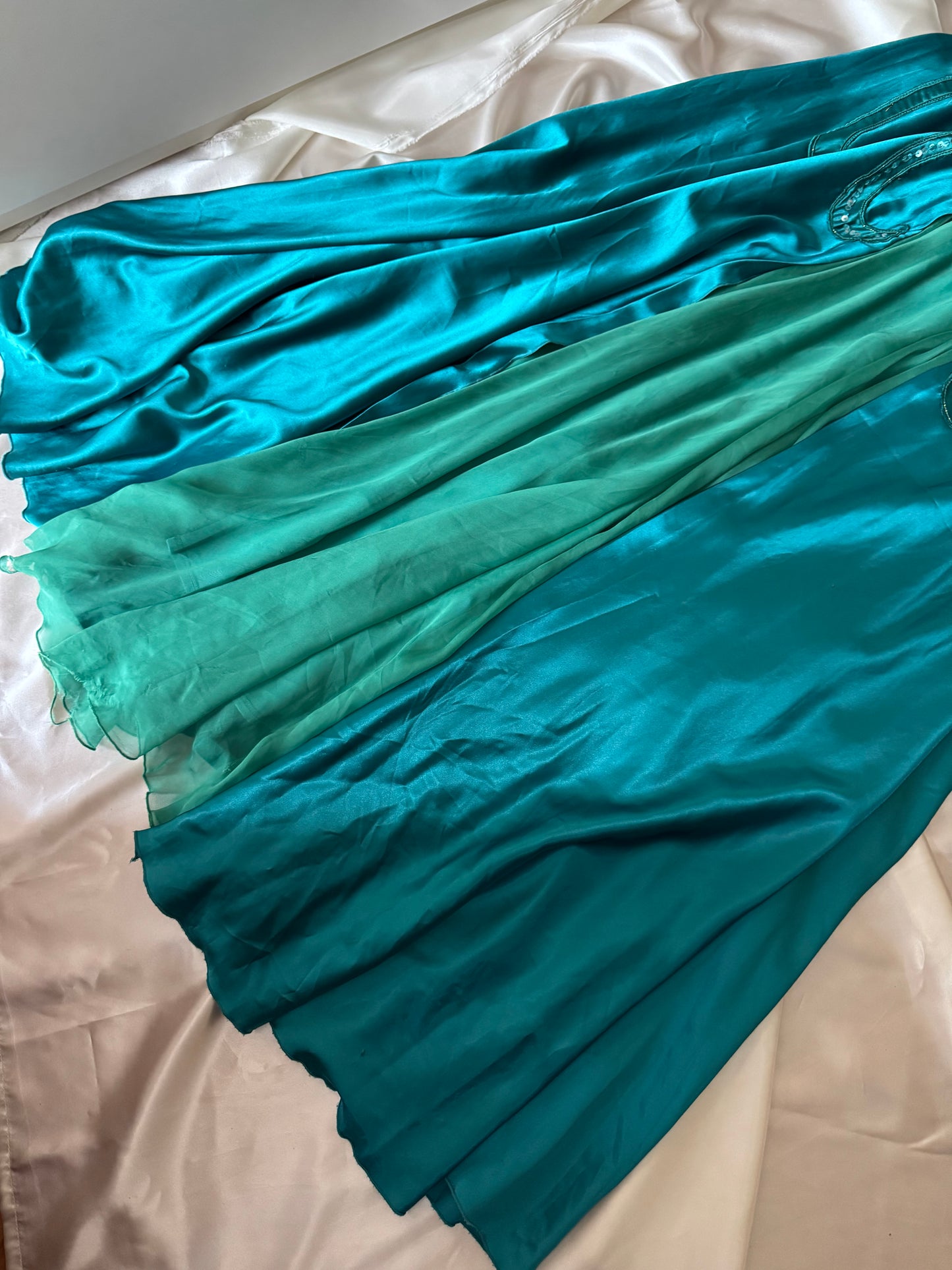 Absolutely Beautiful Butterfly Green Blue Vintage Beaded Dress