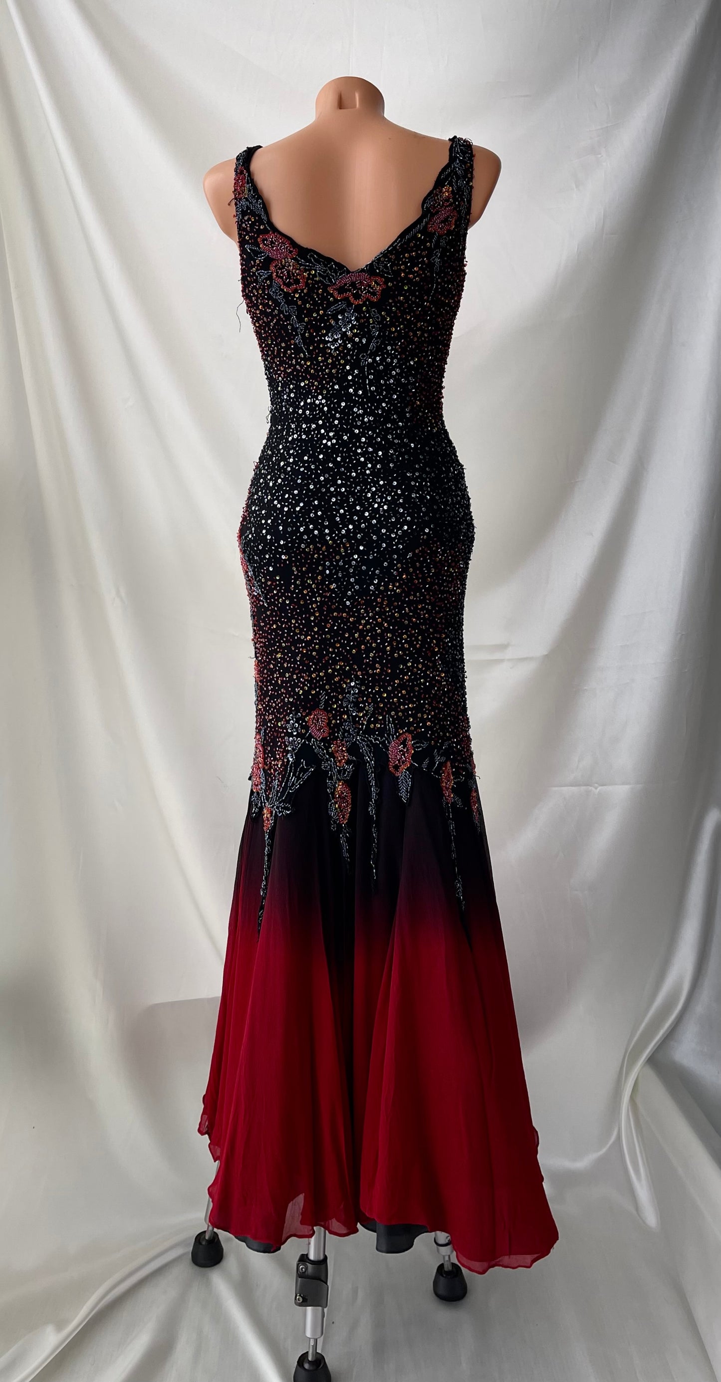 Spectacular Beaded Red & Black Mermaid Gown