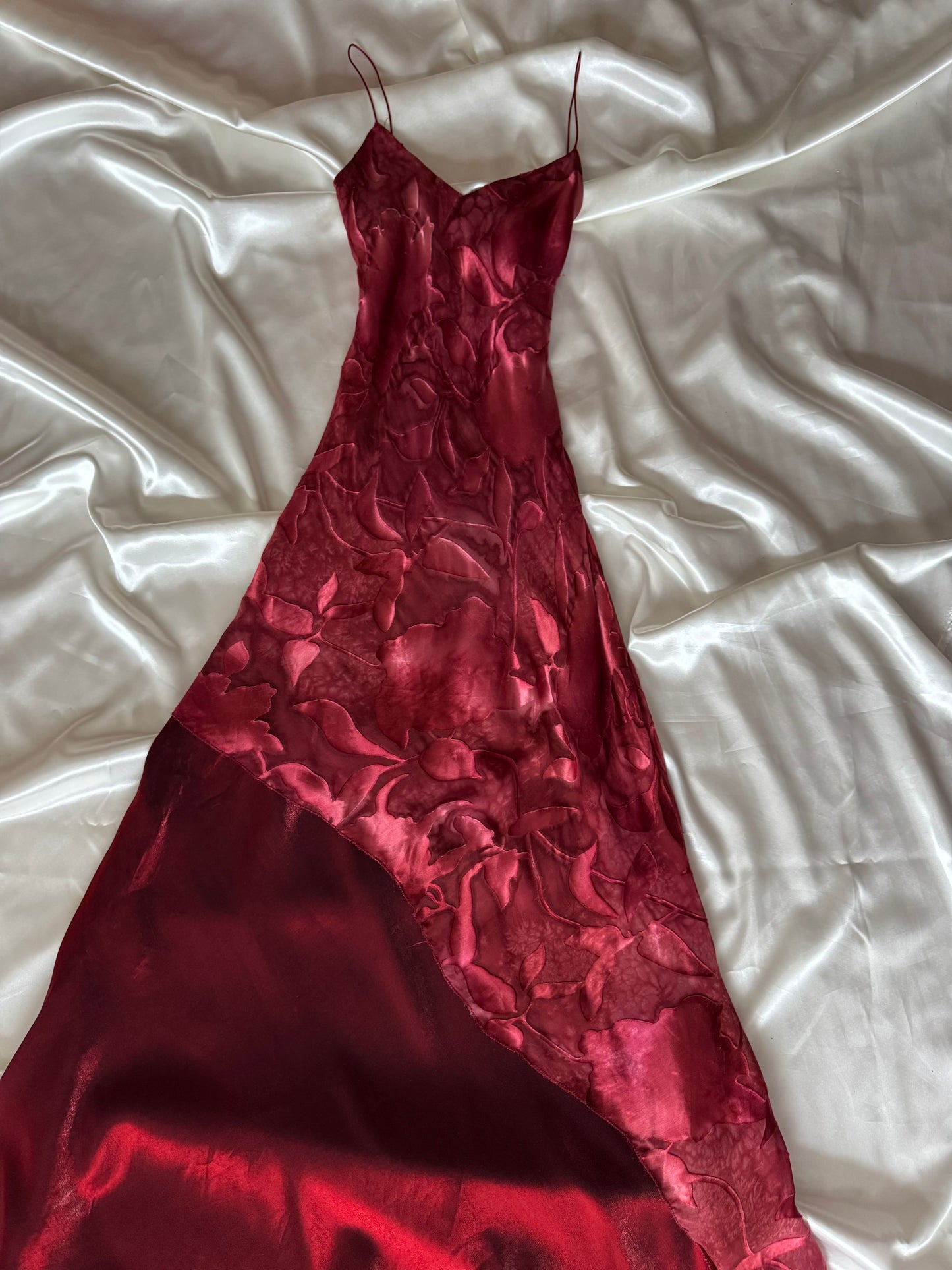 Dark Red Vampy Long Vintage Satin Gown