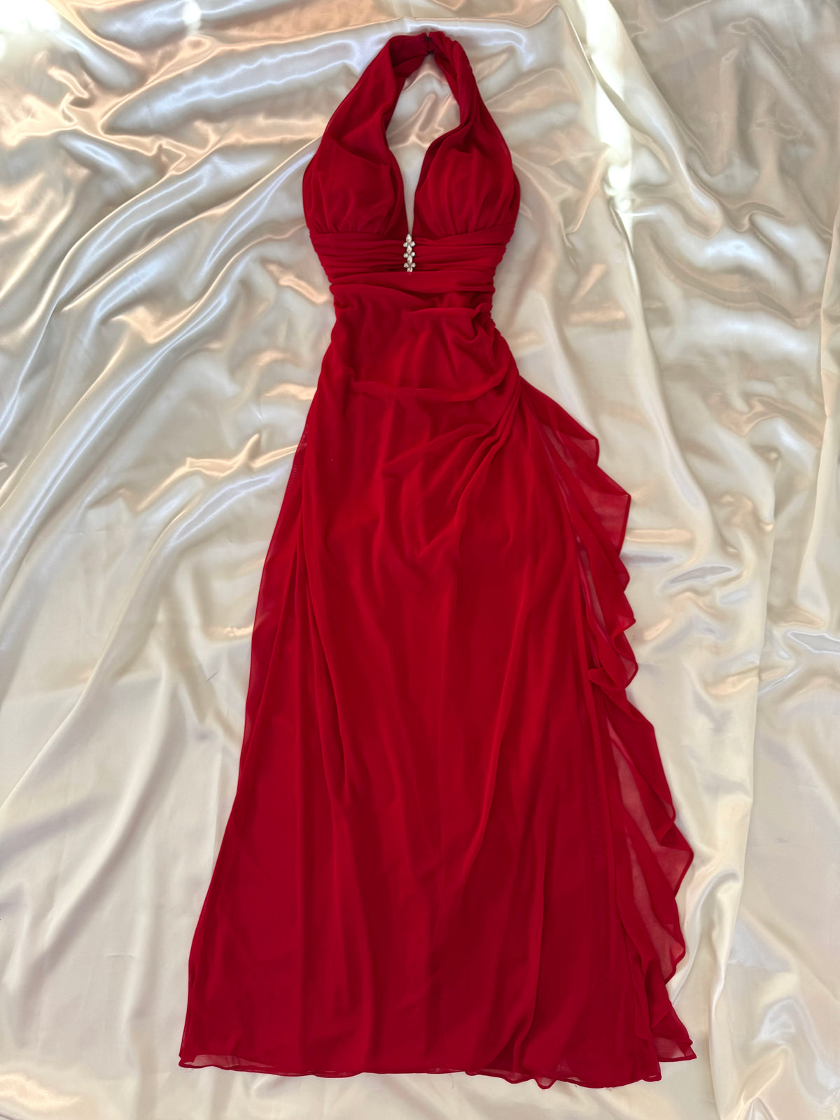 Red 00s Vintage Prom Dress