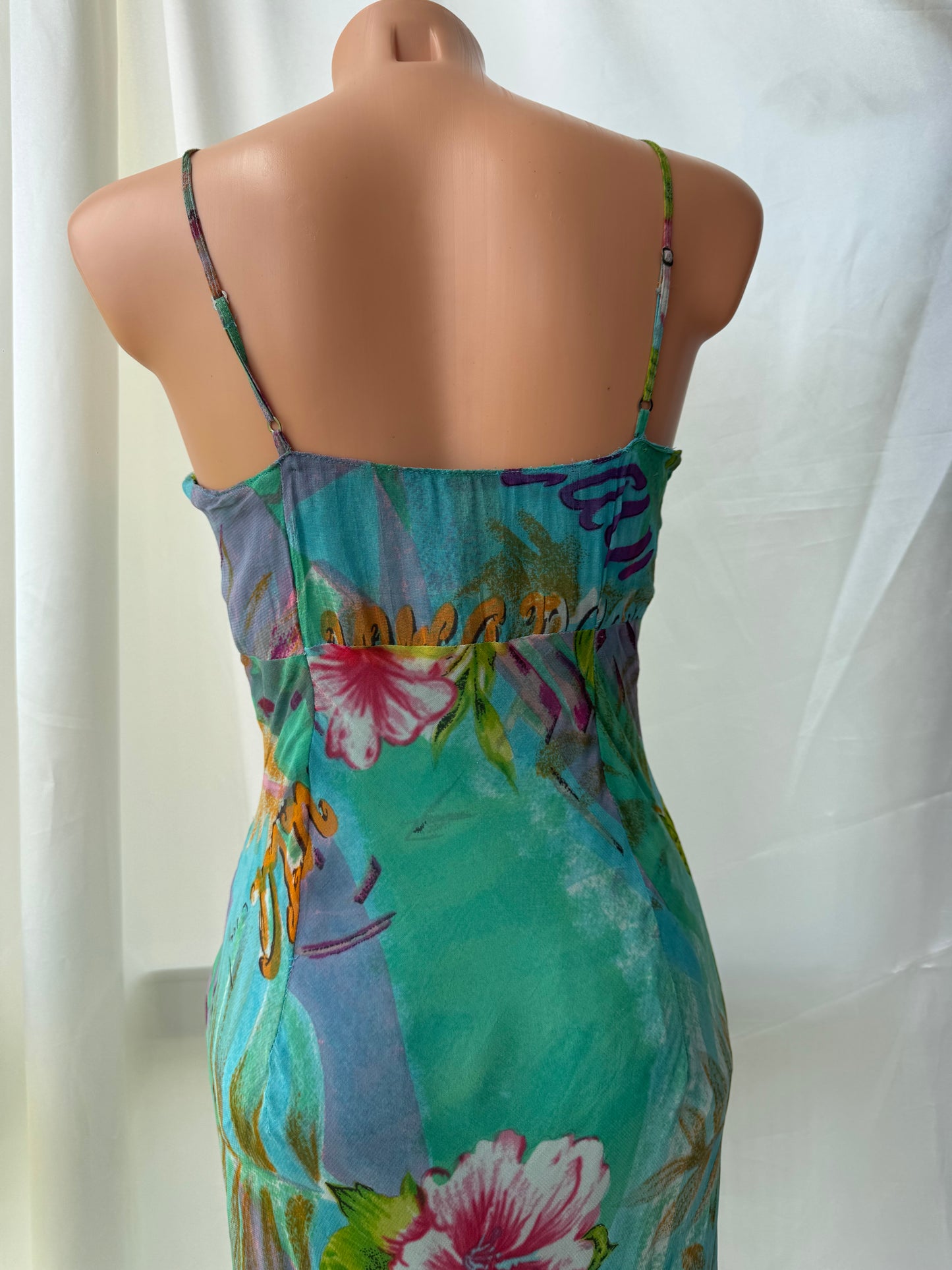 Stunning Beaded Vintage Blue Flower Dress