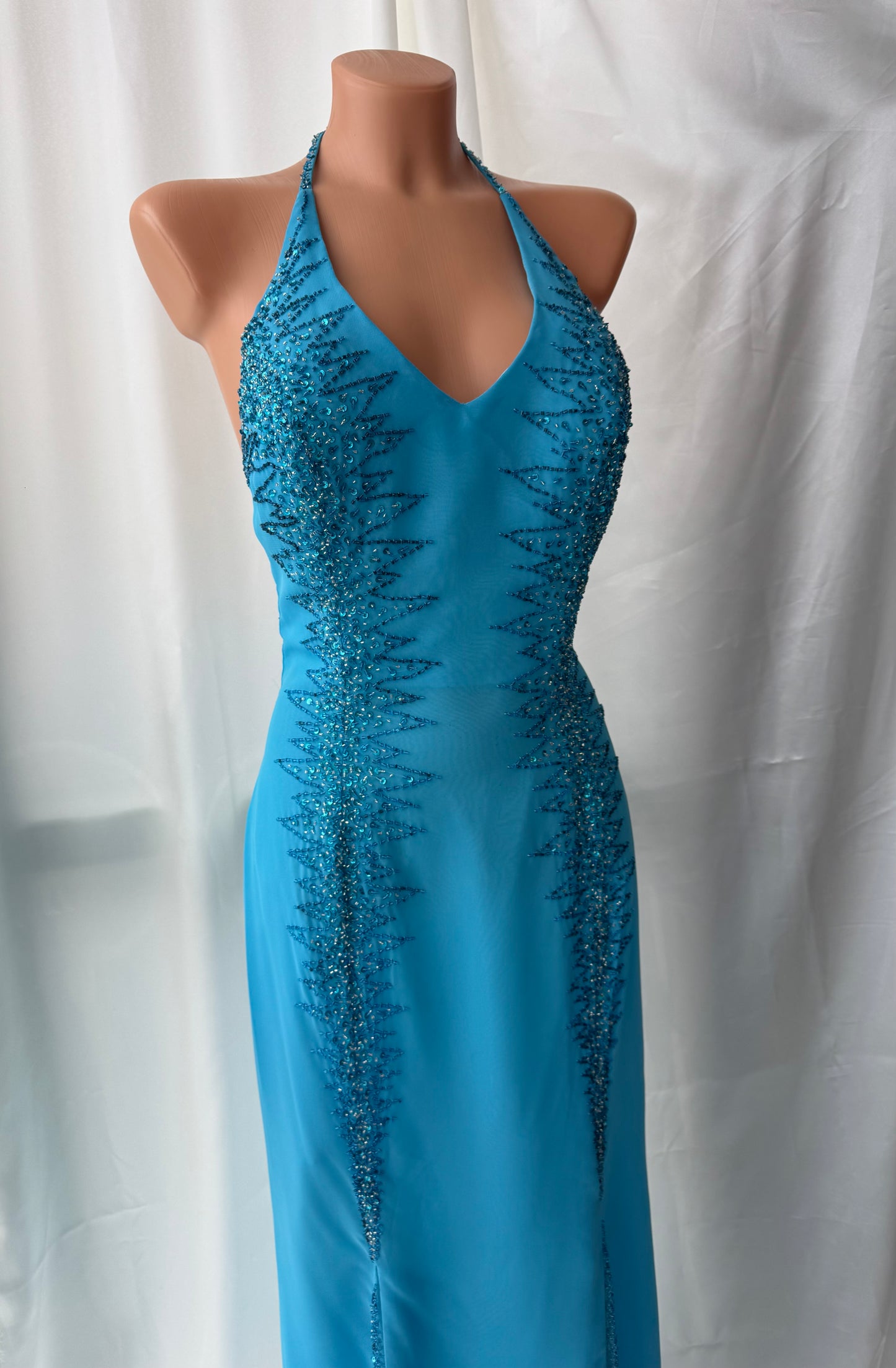 Absolutely Beautiful Light Blue Vintage Beaded Dress