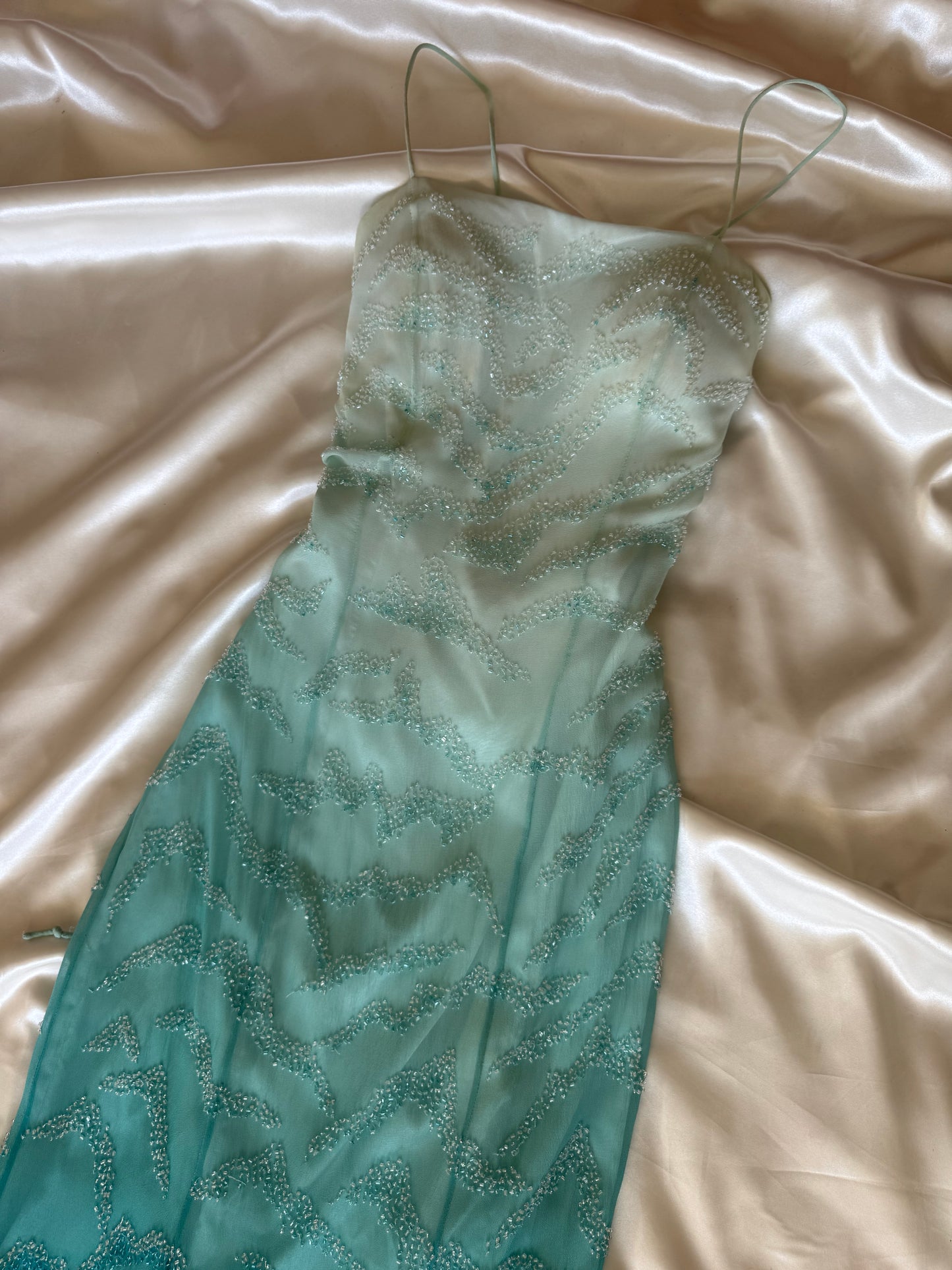 Enchanting Blue Silk Beaded Vintage Dress - REPAIR & RESTORE