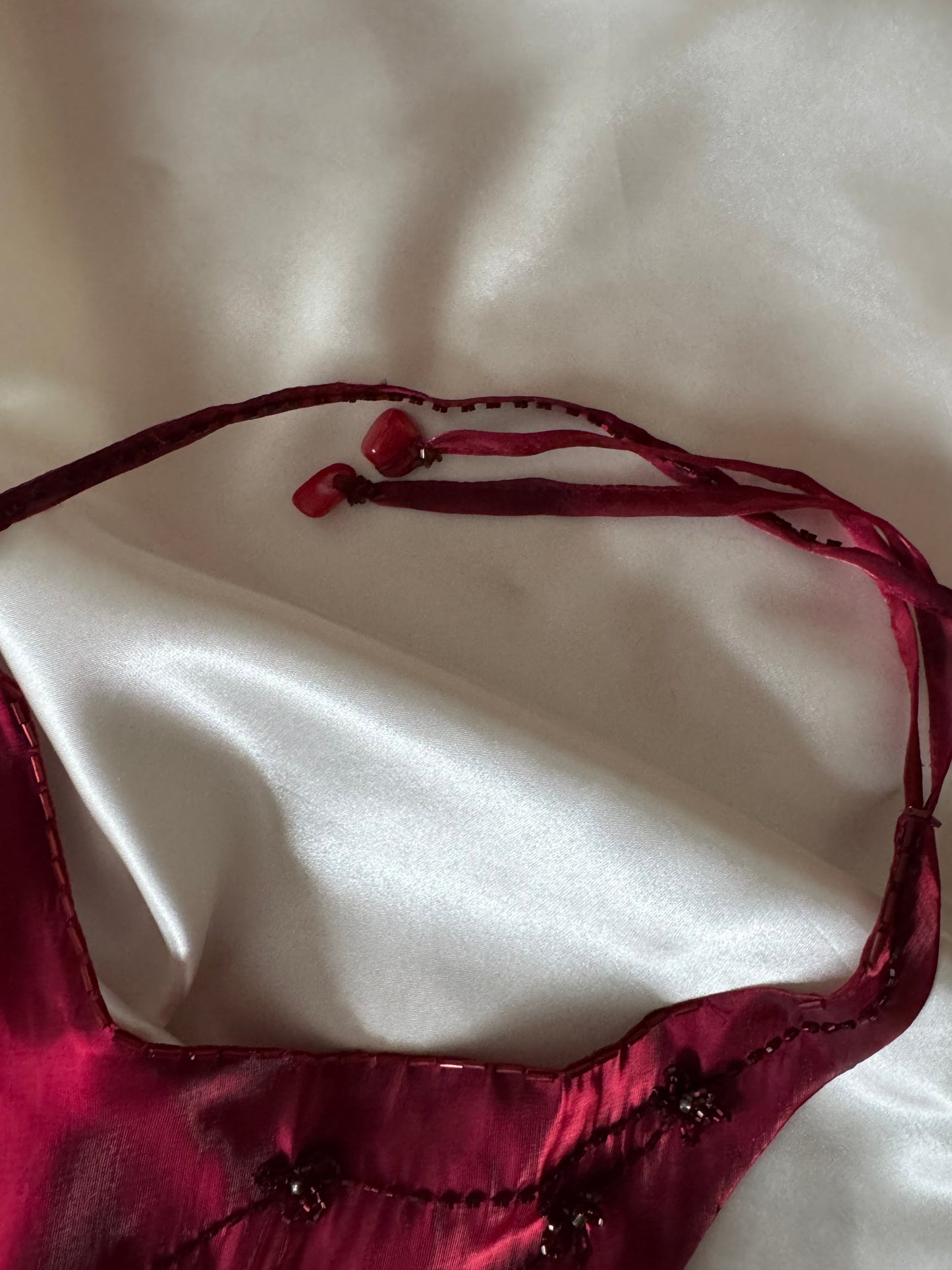 Elegant Red Satin Vintage Dress