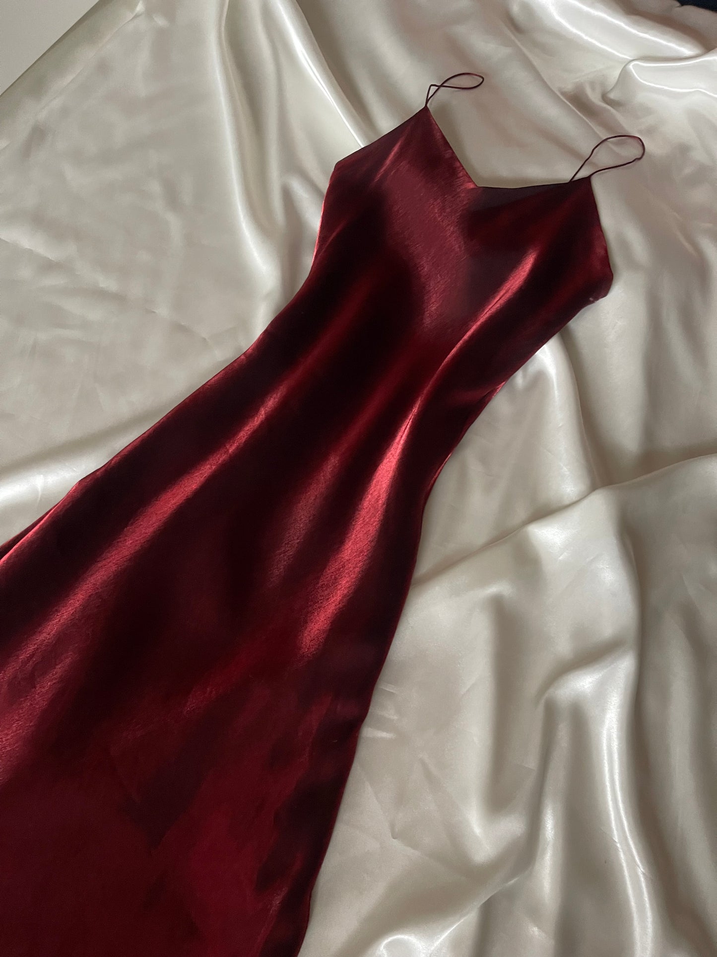 Dark Red Vampy Long Vintage Satin Gown