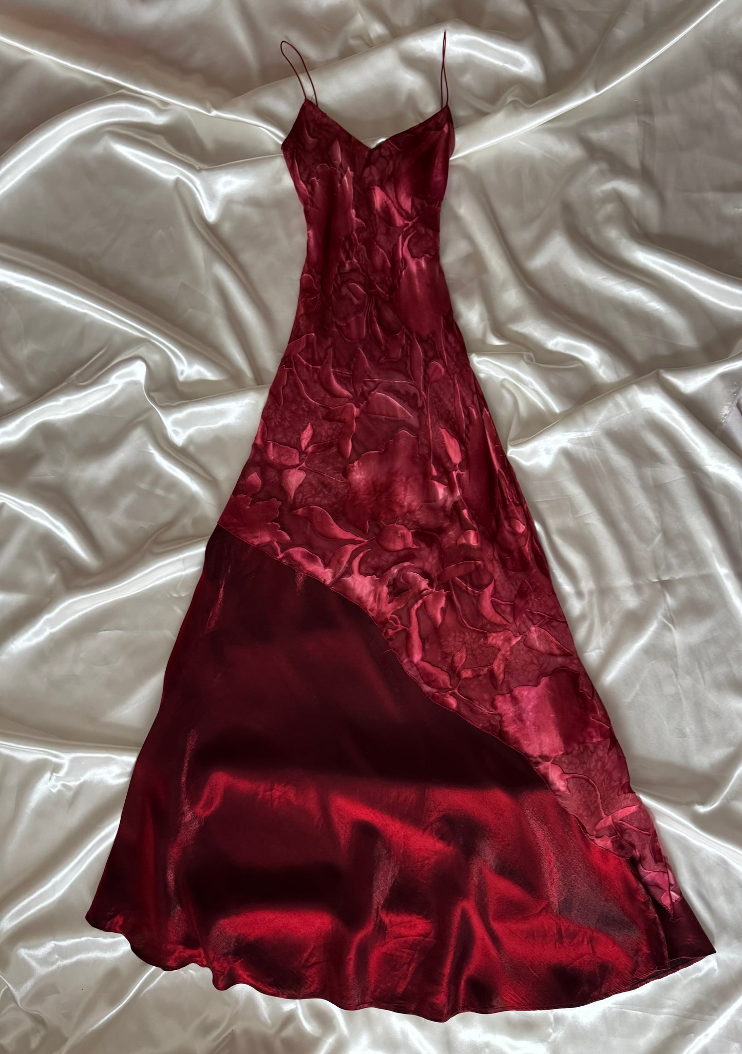 Dark Red Vampy Long Vintage Satin Gown