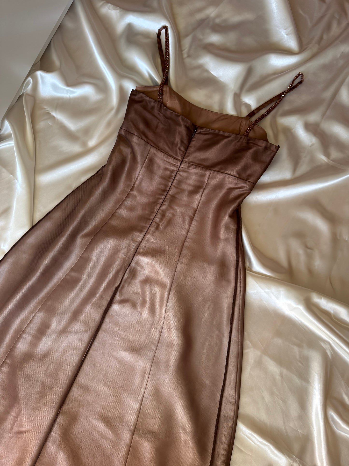 Gorgeous Brown Tulle Beaded Vintage Royal Gown