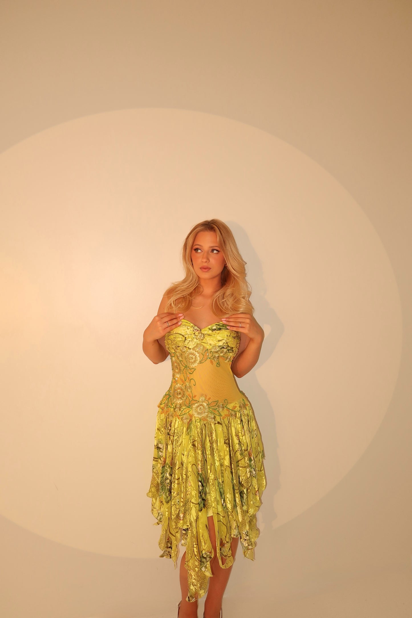 Spectacular Green Beaded Floral Dress