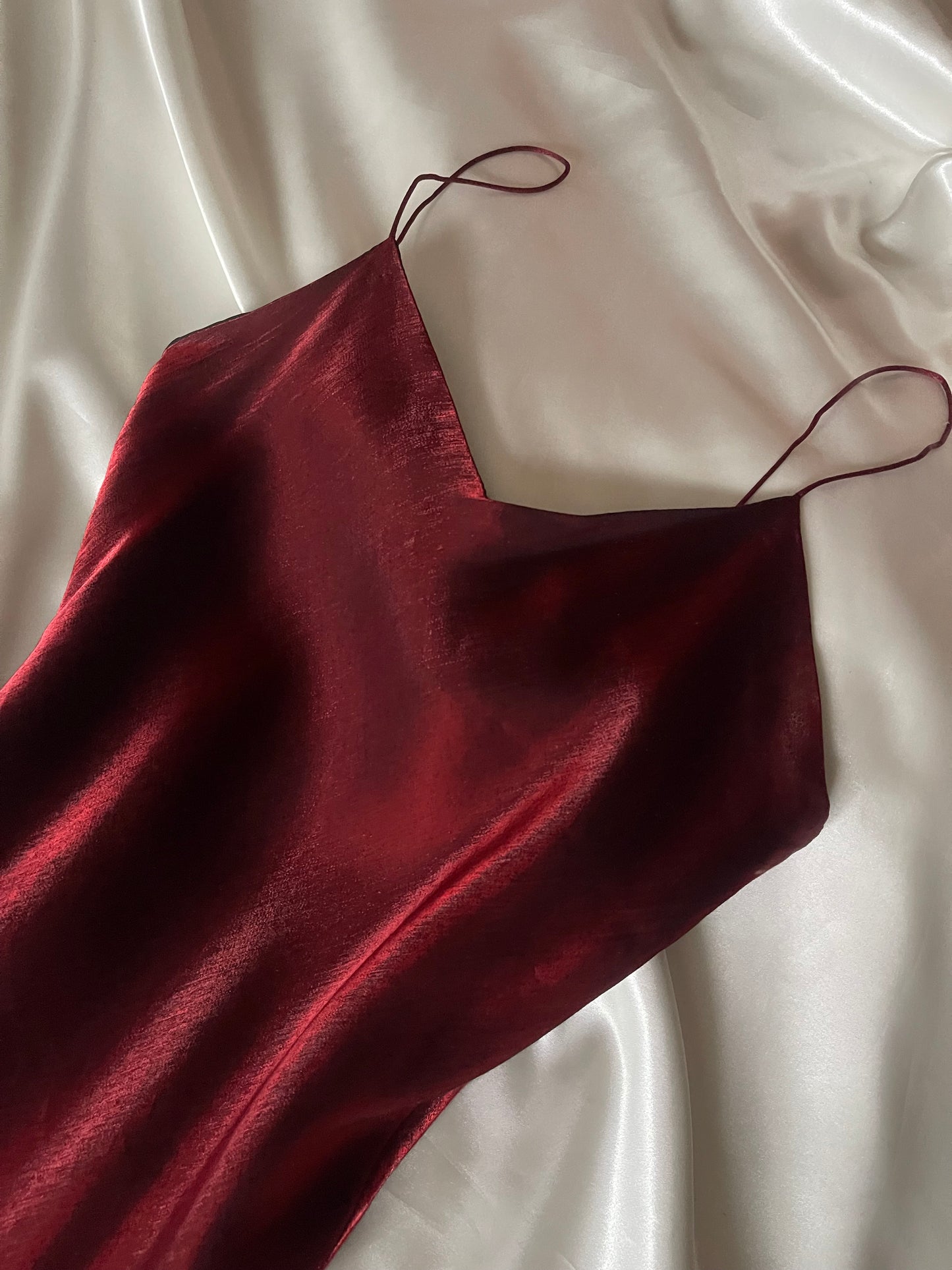 Dark Red Vampy Long Vintage Satin Gown