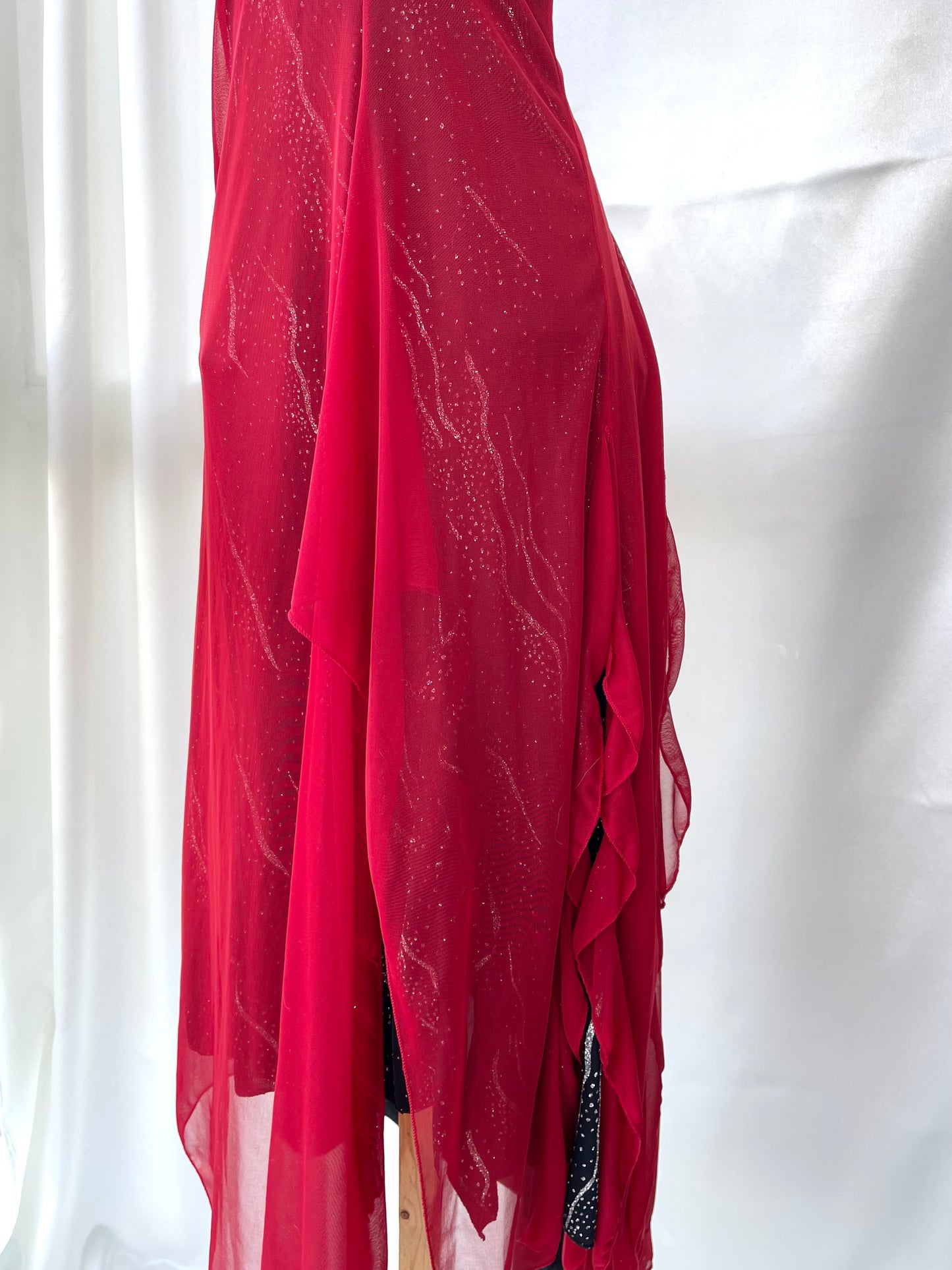 Spectacular Red & Black Sparkly Vintage Dress