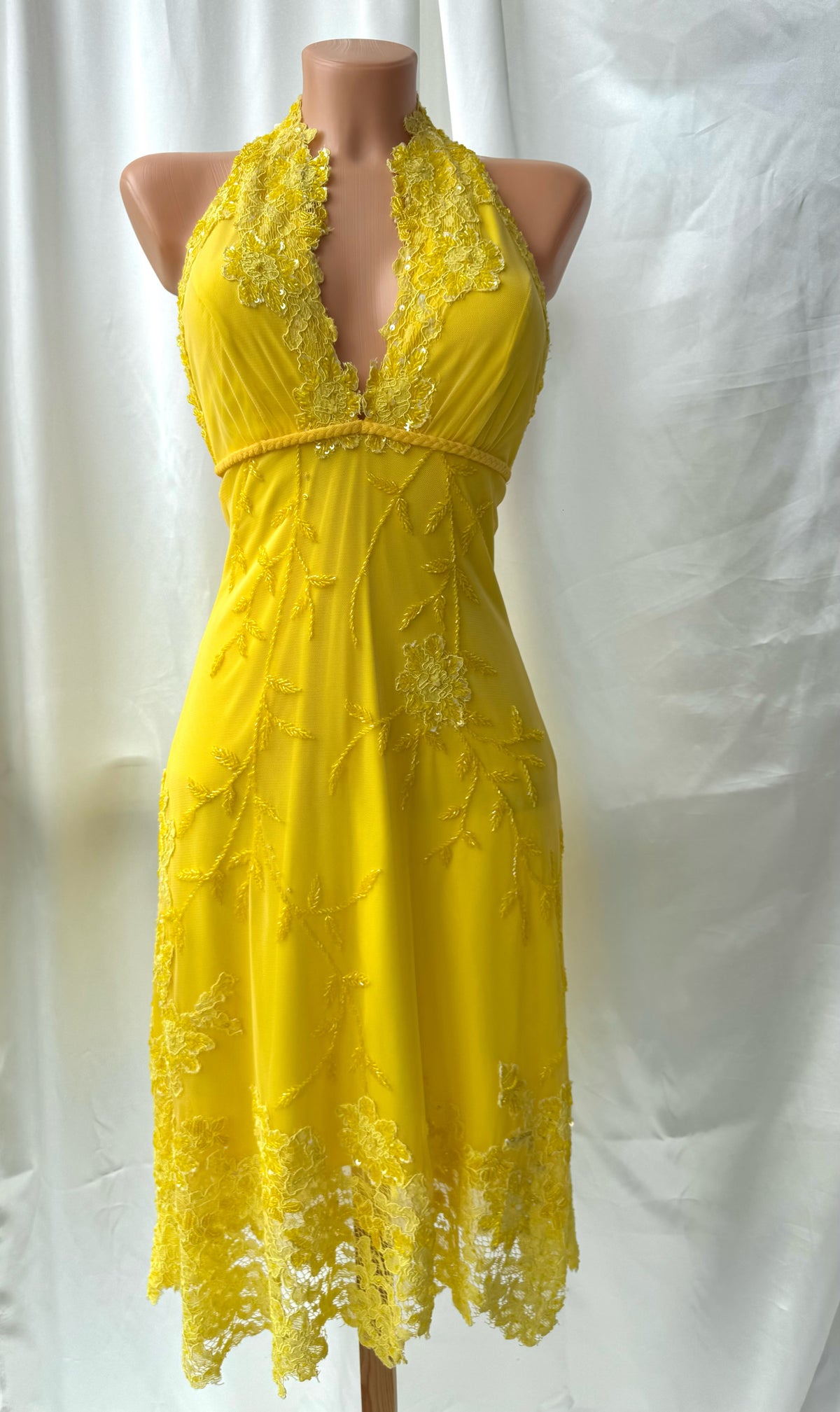 Yellow Beaded Lace Vintage Aftershock Summer Dress