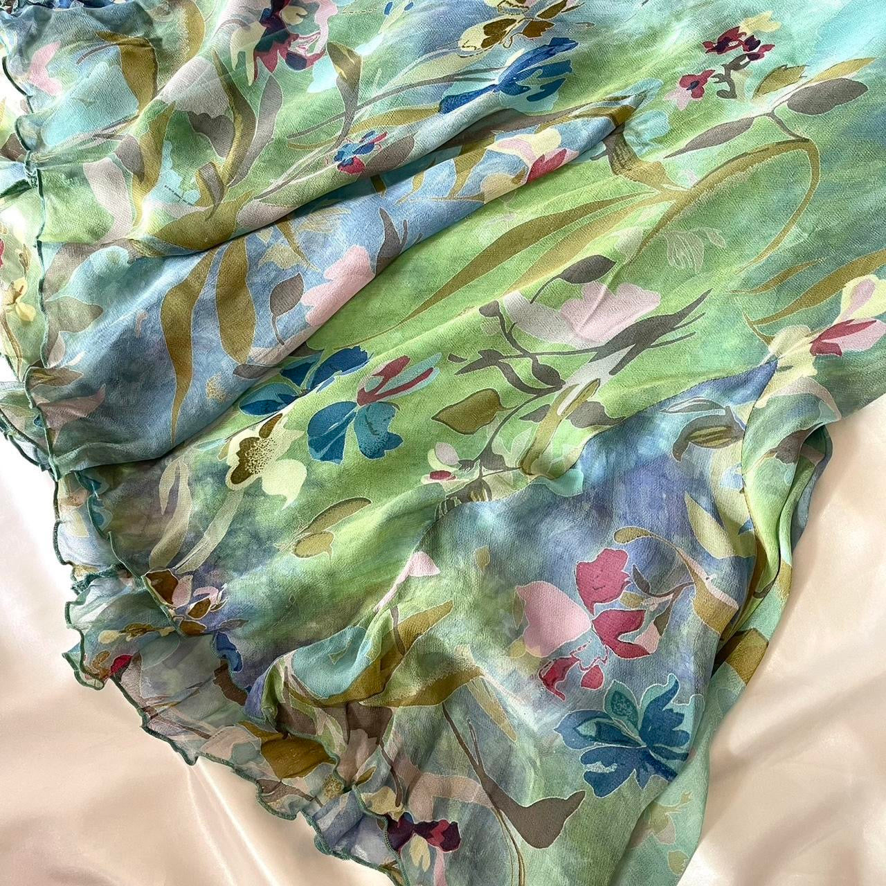 Stunning Beaded Vintage Green Flower Dress