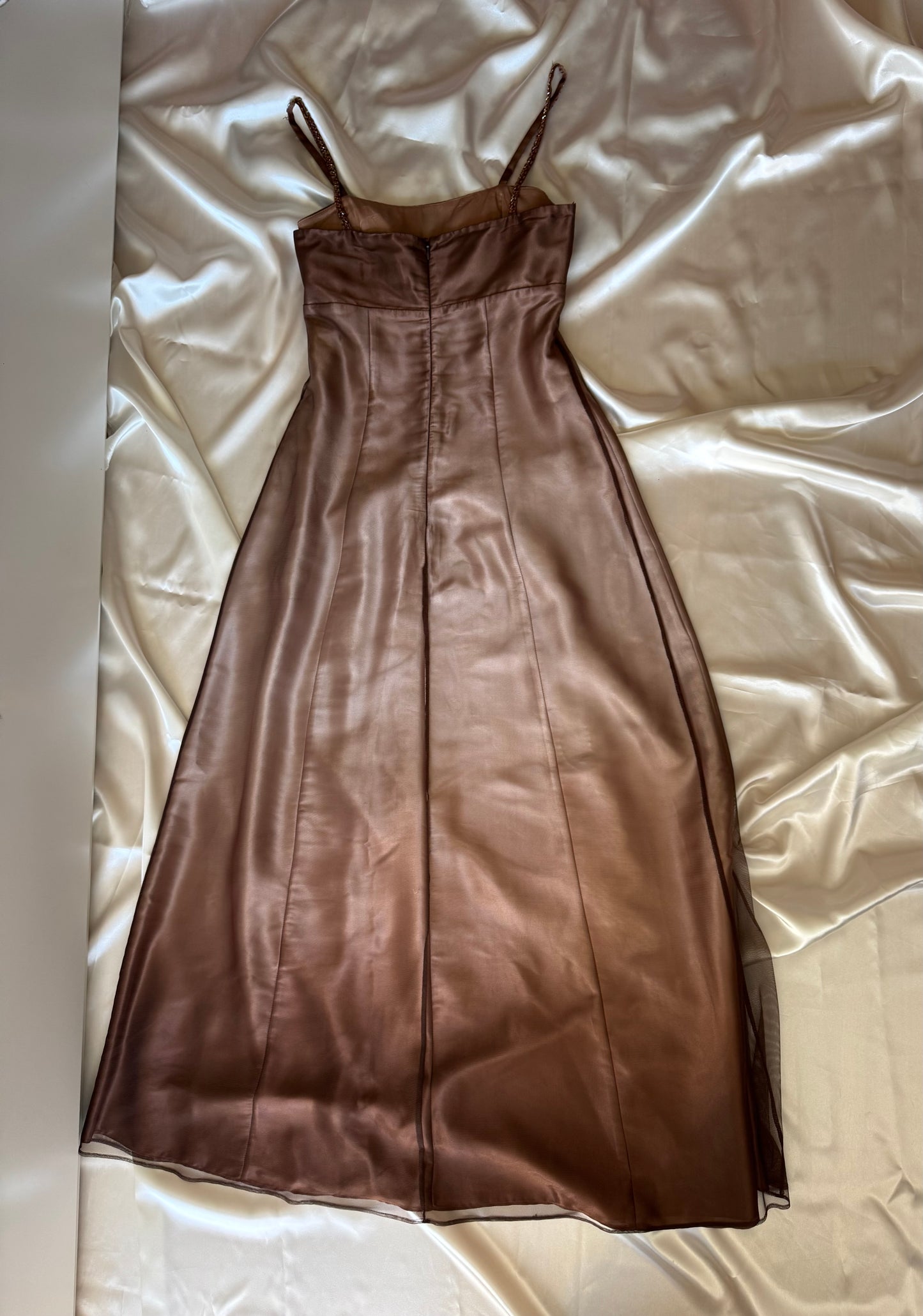 Gorgeous Brown Tulle Beaded Vintage Royal Gown