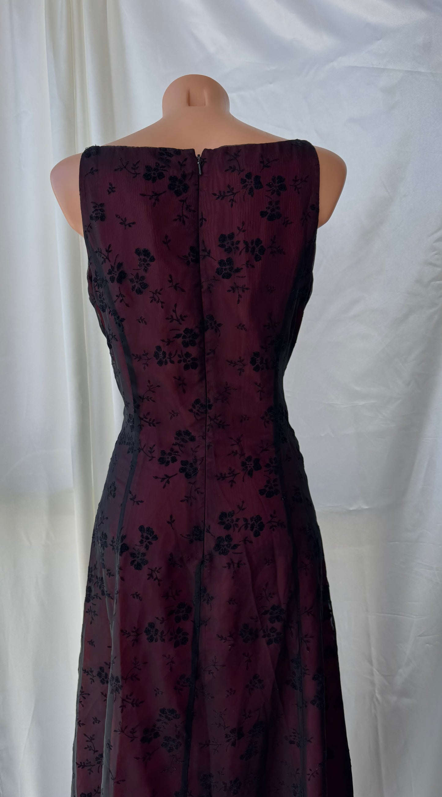 Gorgeous Red & Black Tulle Beaded Gothic Vintage Gown