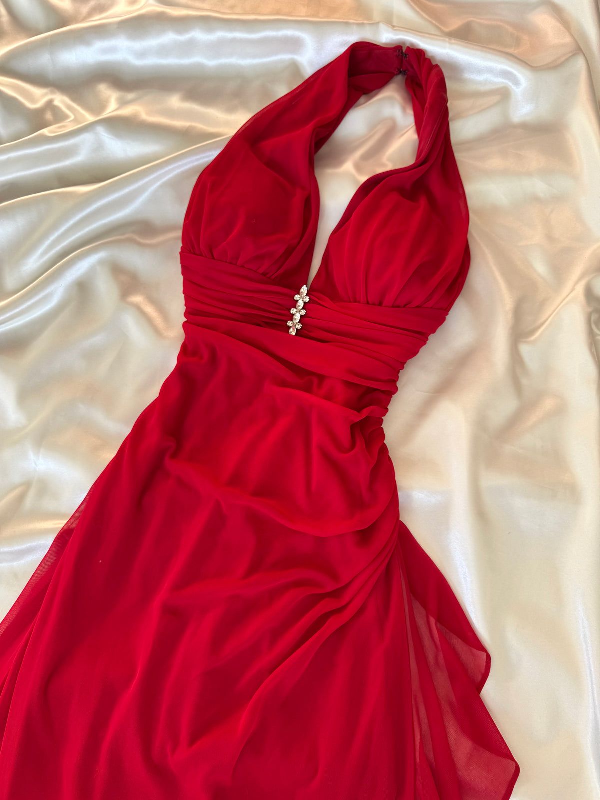 Red 00s Vintage Prom Dress