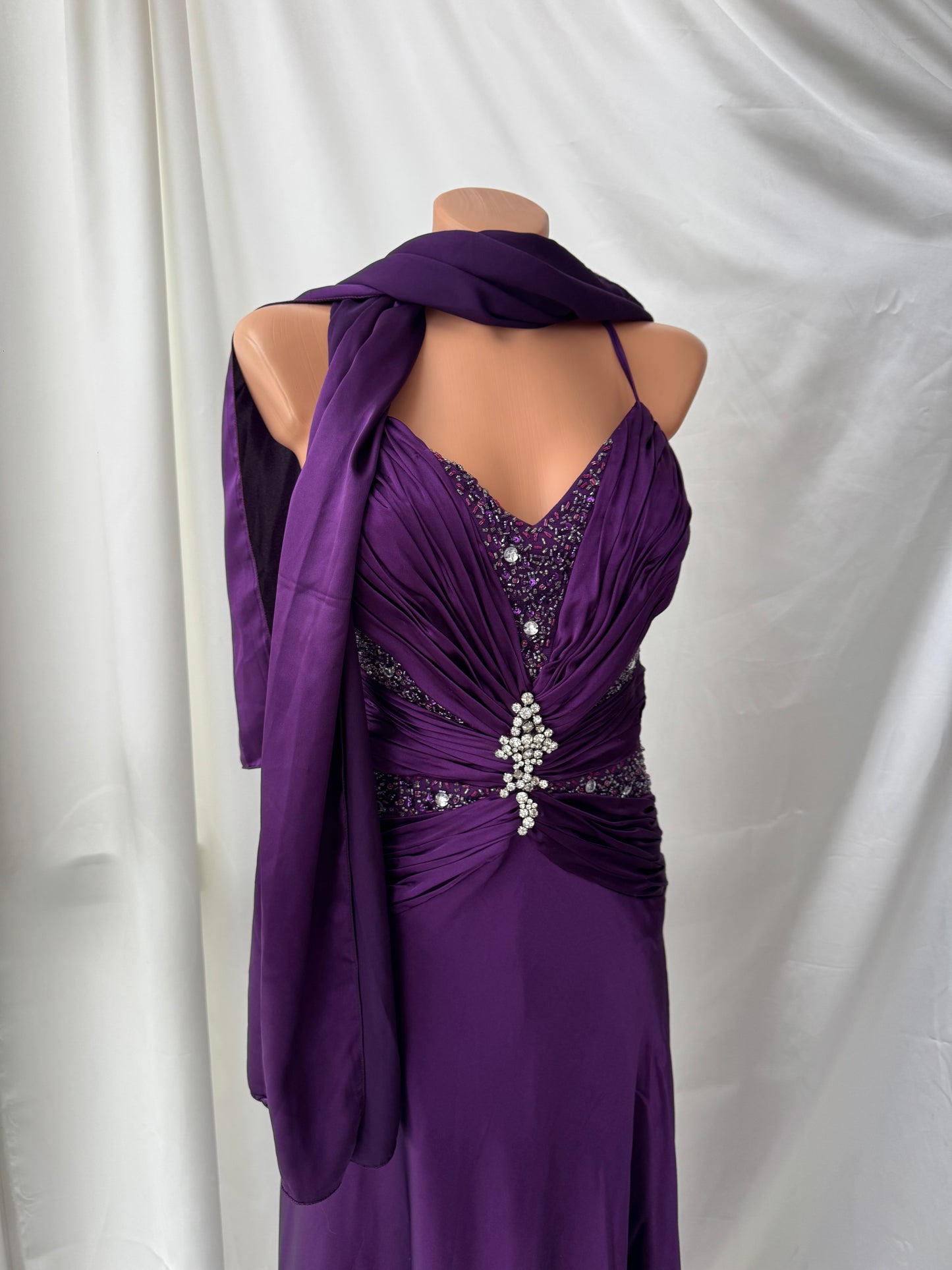 Long Purple Beaded Dress
