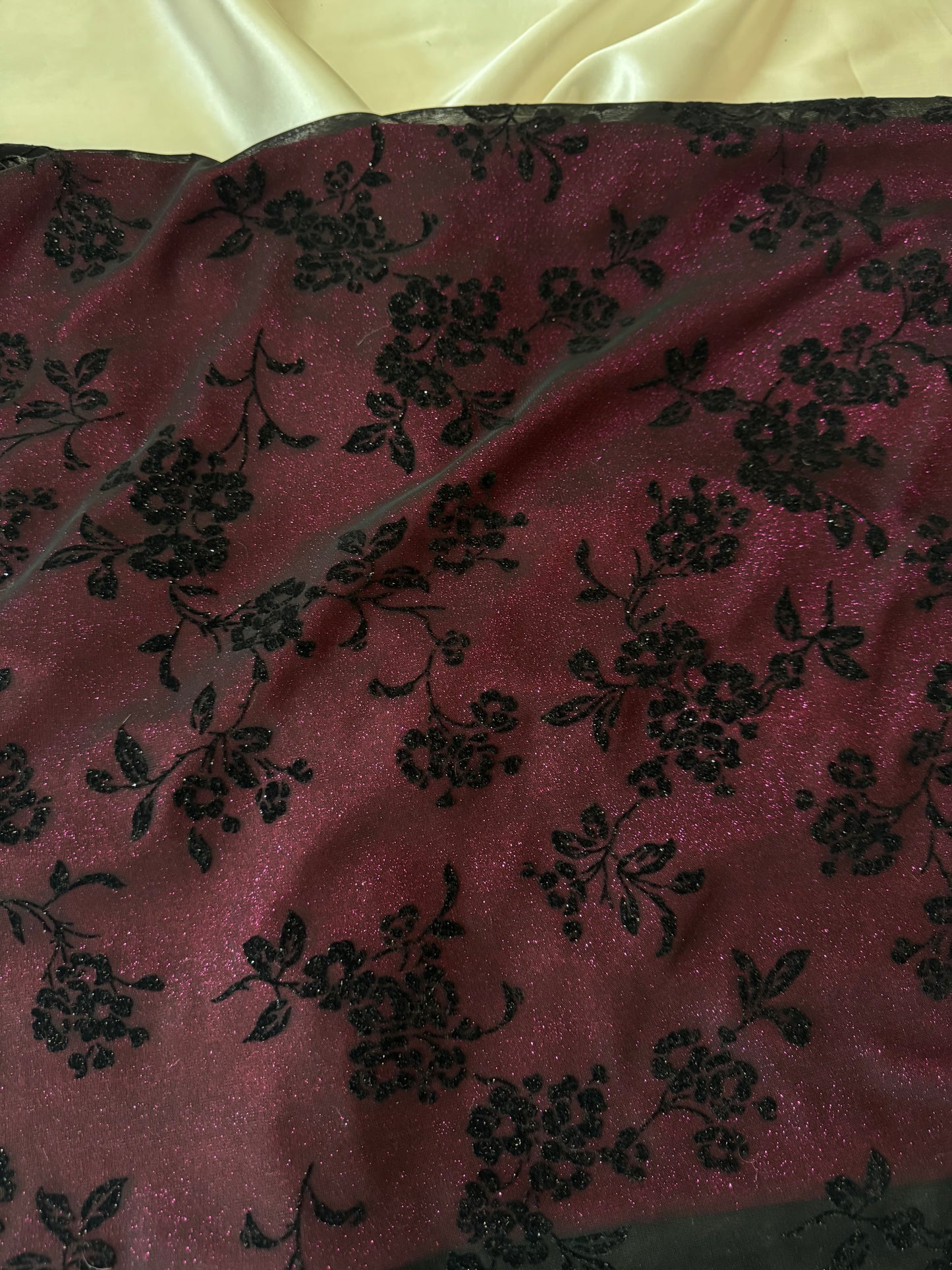 Black & Fuschia Floral Sparkly Gothic Vintage Dress