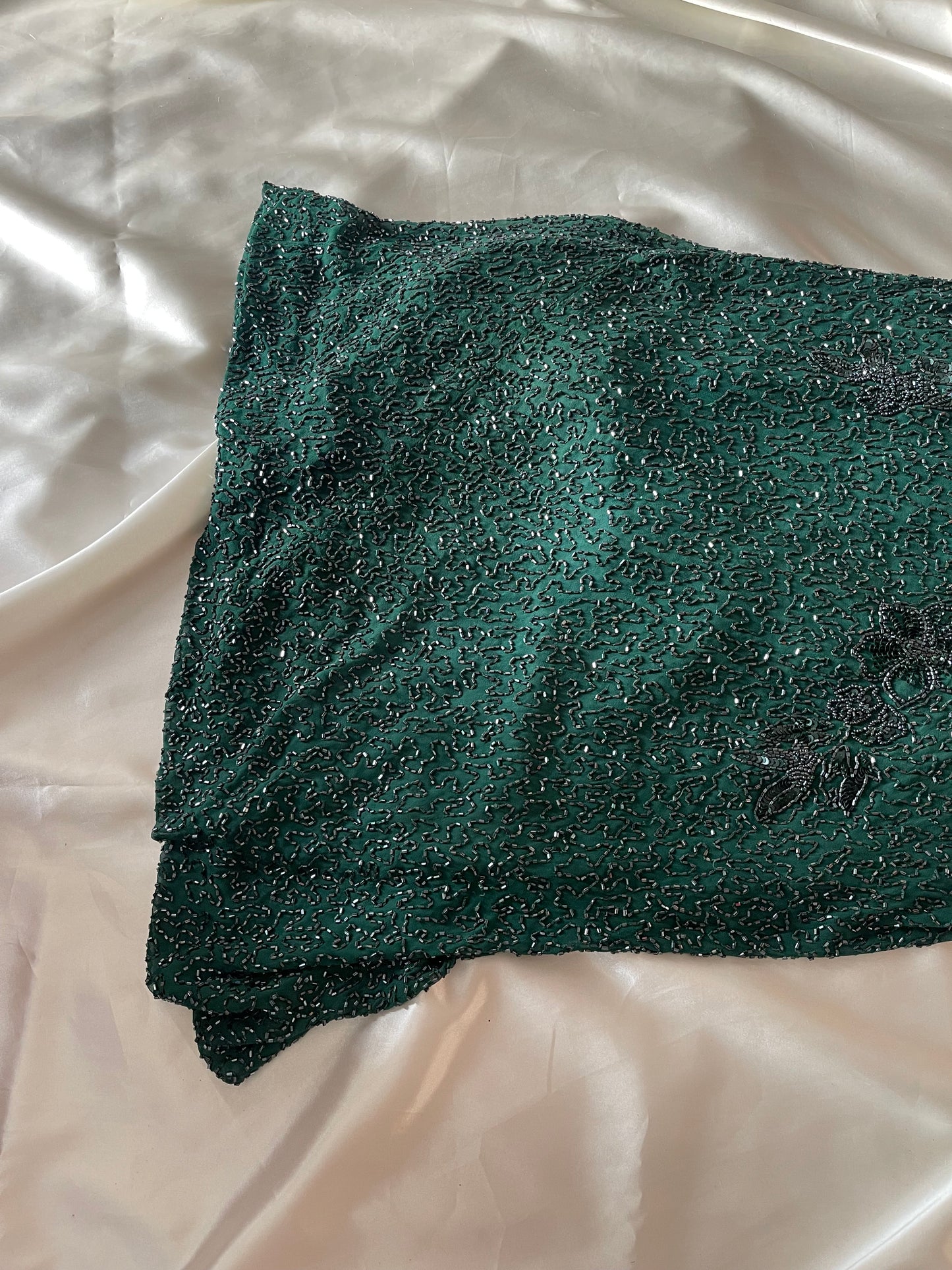 Vintage Long Green Fully  Beaded Dress
