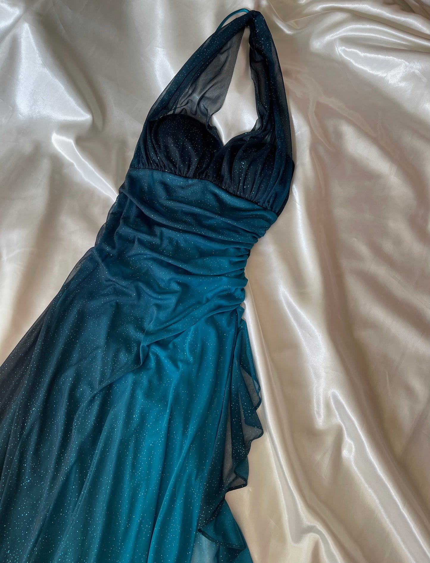 Sparkly Ombre Turquoise Vintage Dress