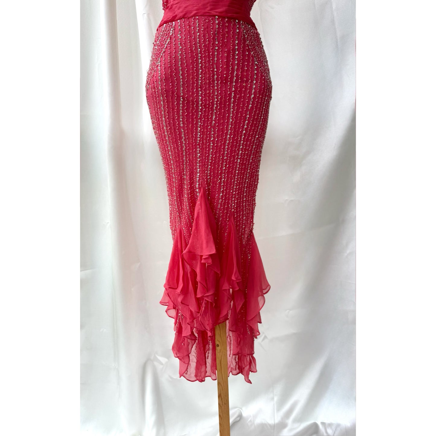 Vintage Silk Pink Mermaid Beaded Dress