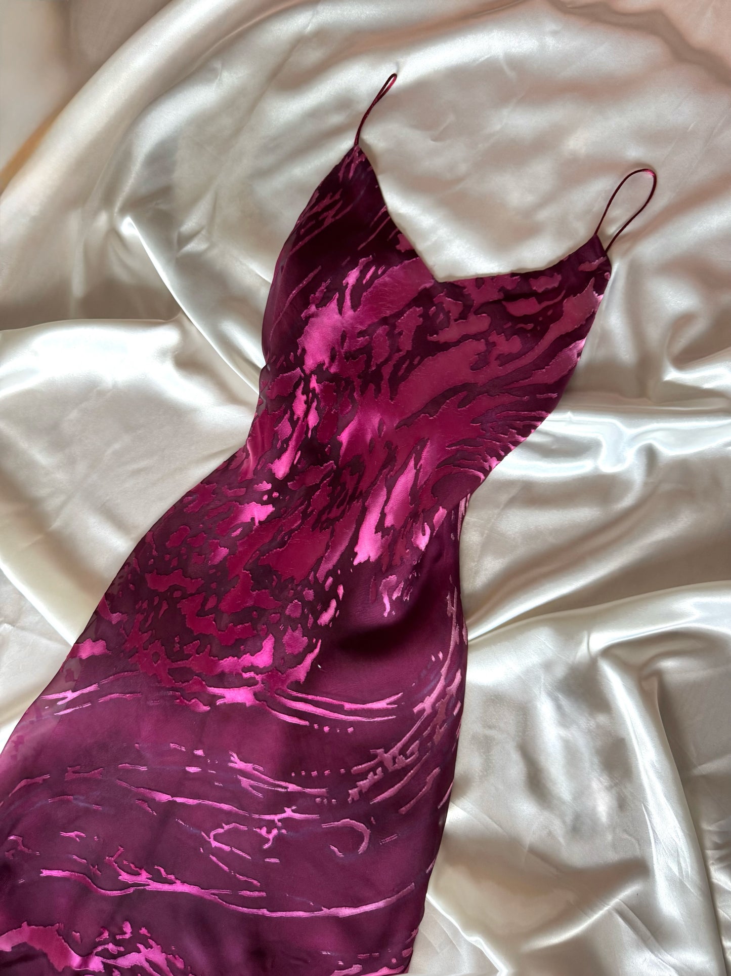 Dark Burgundy Vampy Long Vintage Satin Gown