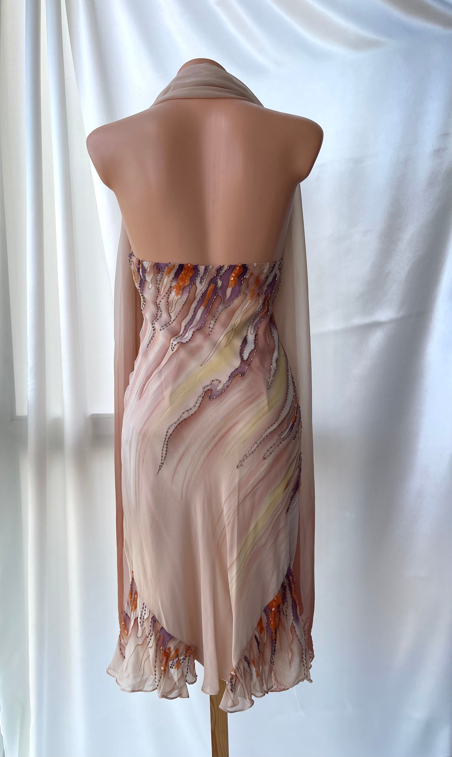 Spectacular Brown Beaded Silk Dress