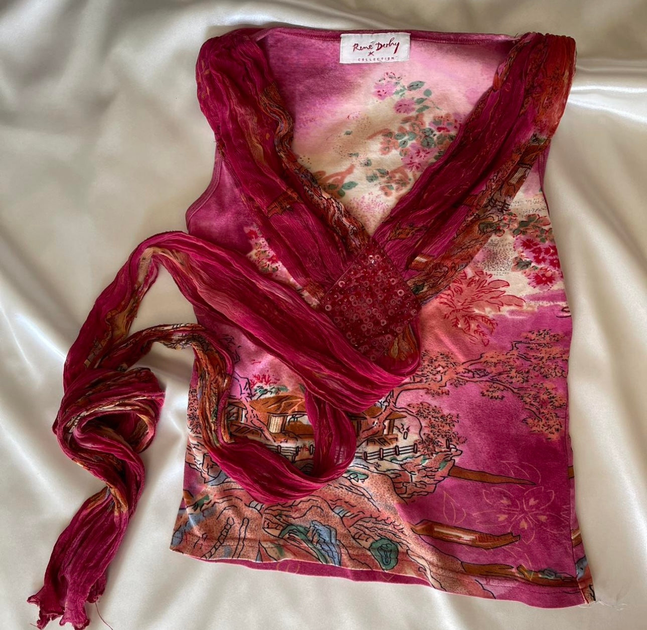 Beaded Rene Derhy Top with Silk Detailing